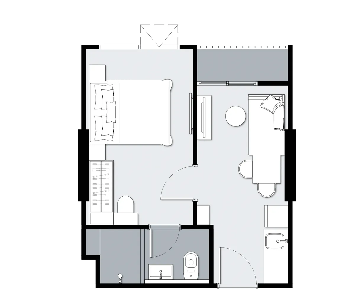 1-bedroom condo, 35 sqm