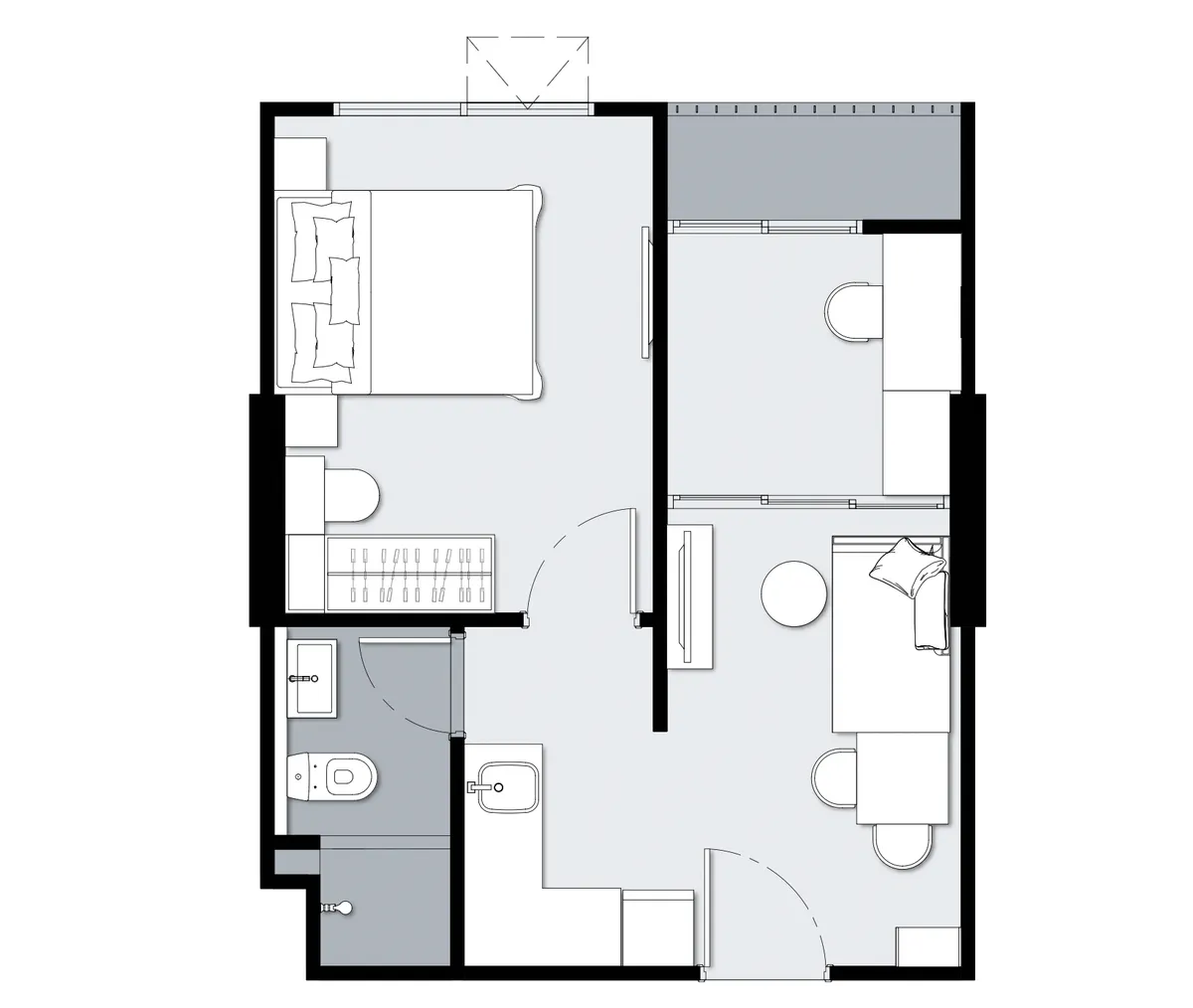 1-bedroom condo, 35 sqm