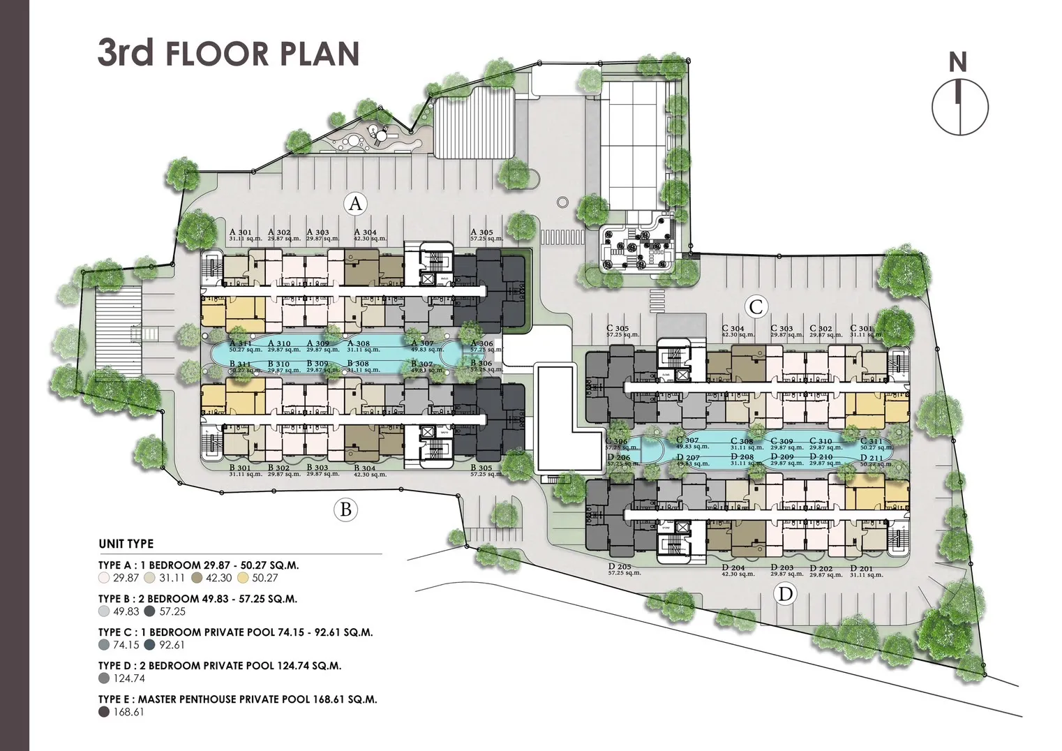 1-bedroom condo, 30 sqm