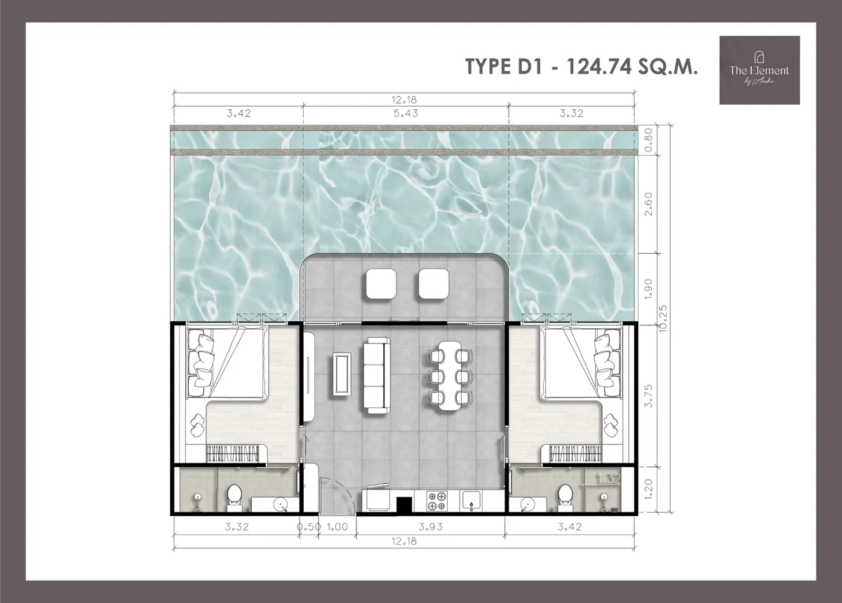 1-bedroom condo, 30 sqm