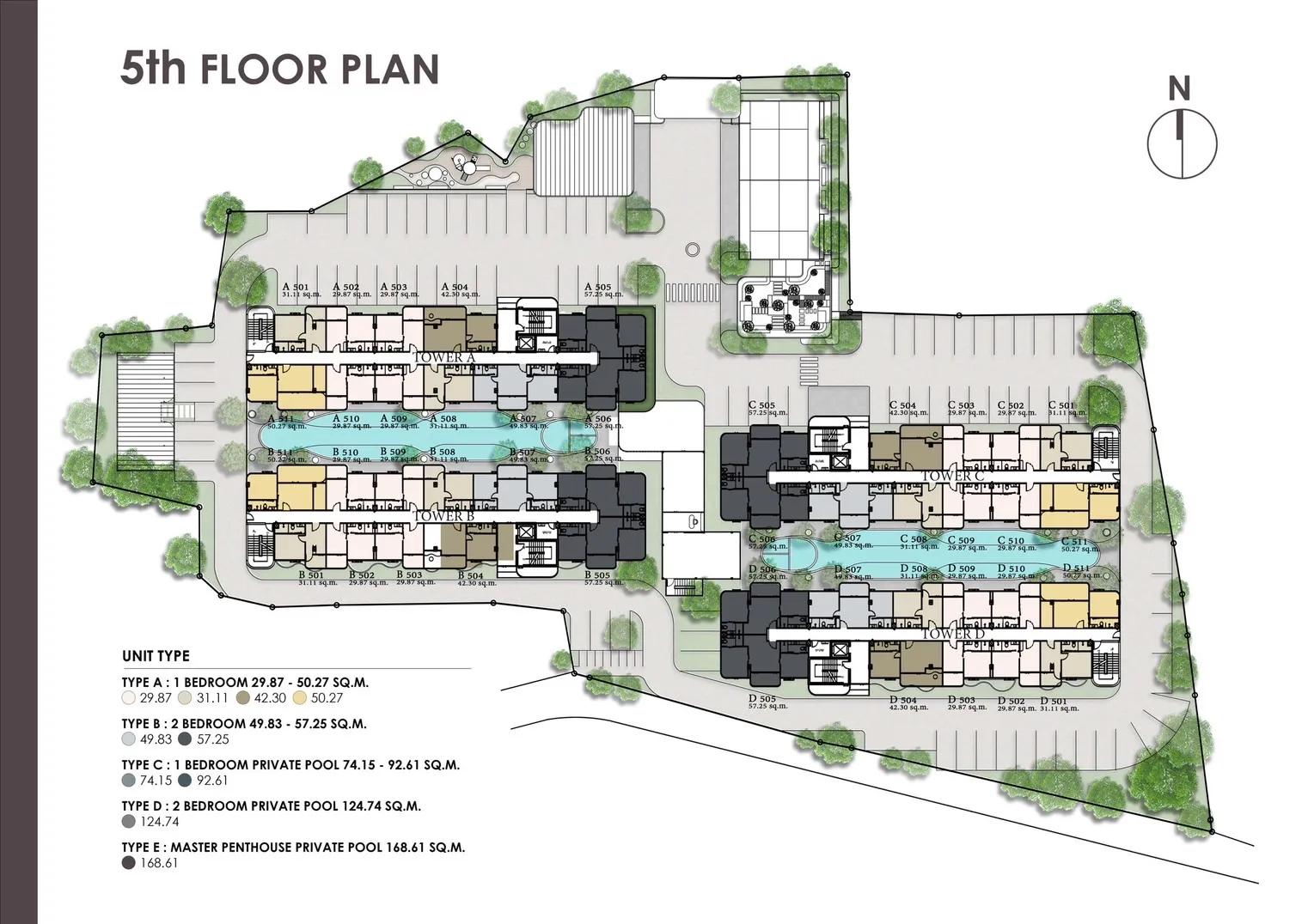 2-bedroom condo, 49 sqm