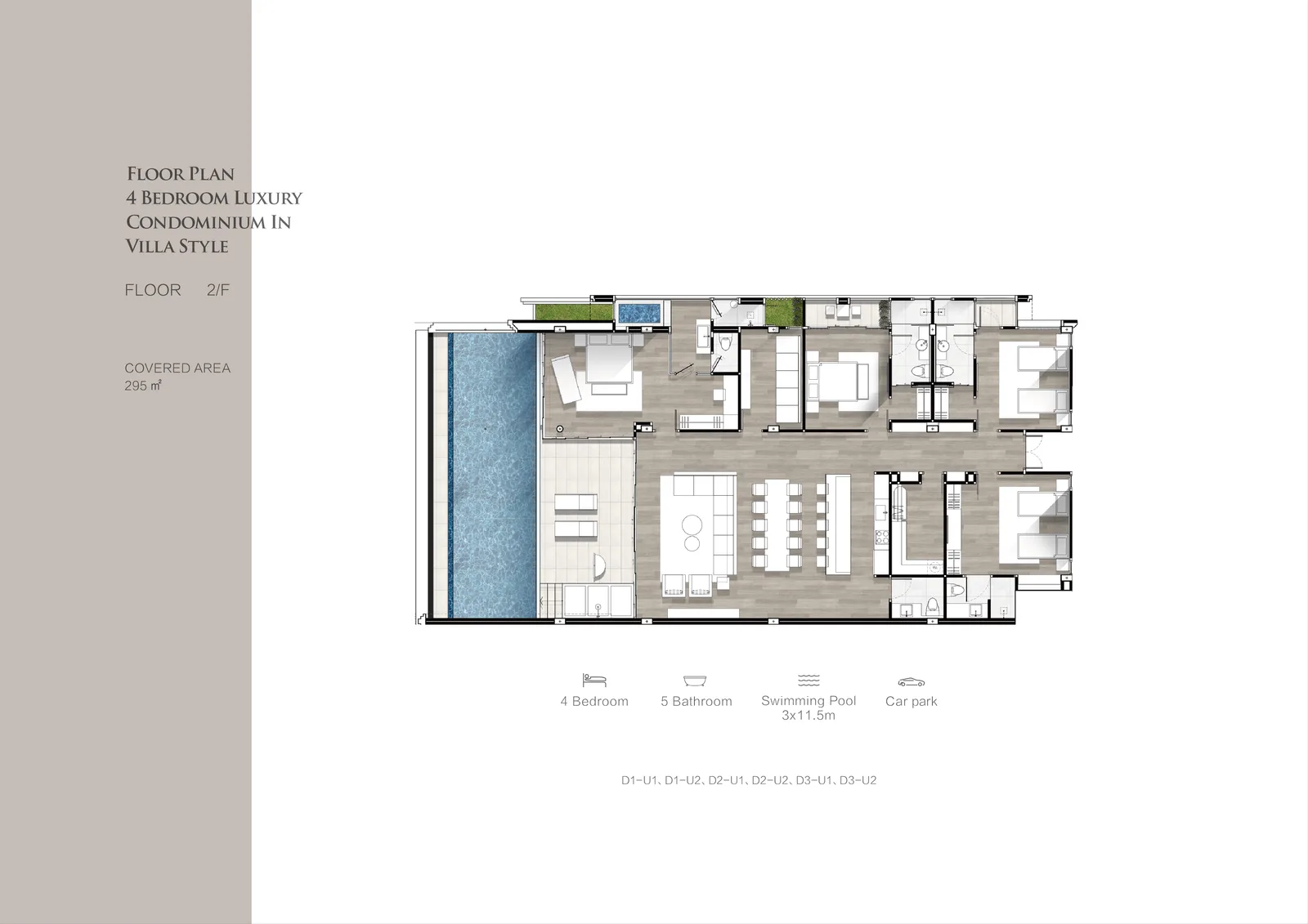 4-bedroom condo, 295 sqm