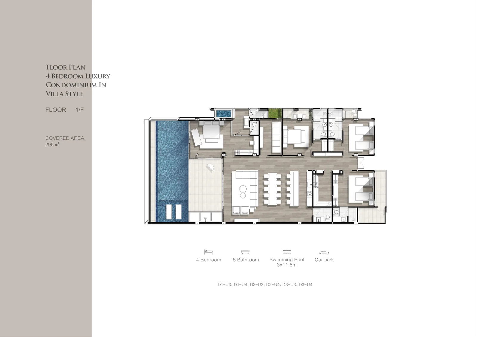 4-bedroom condo, 295 sqm