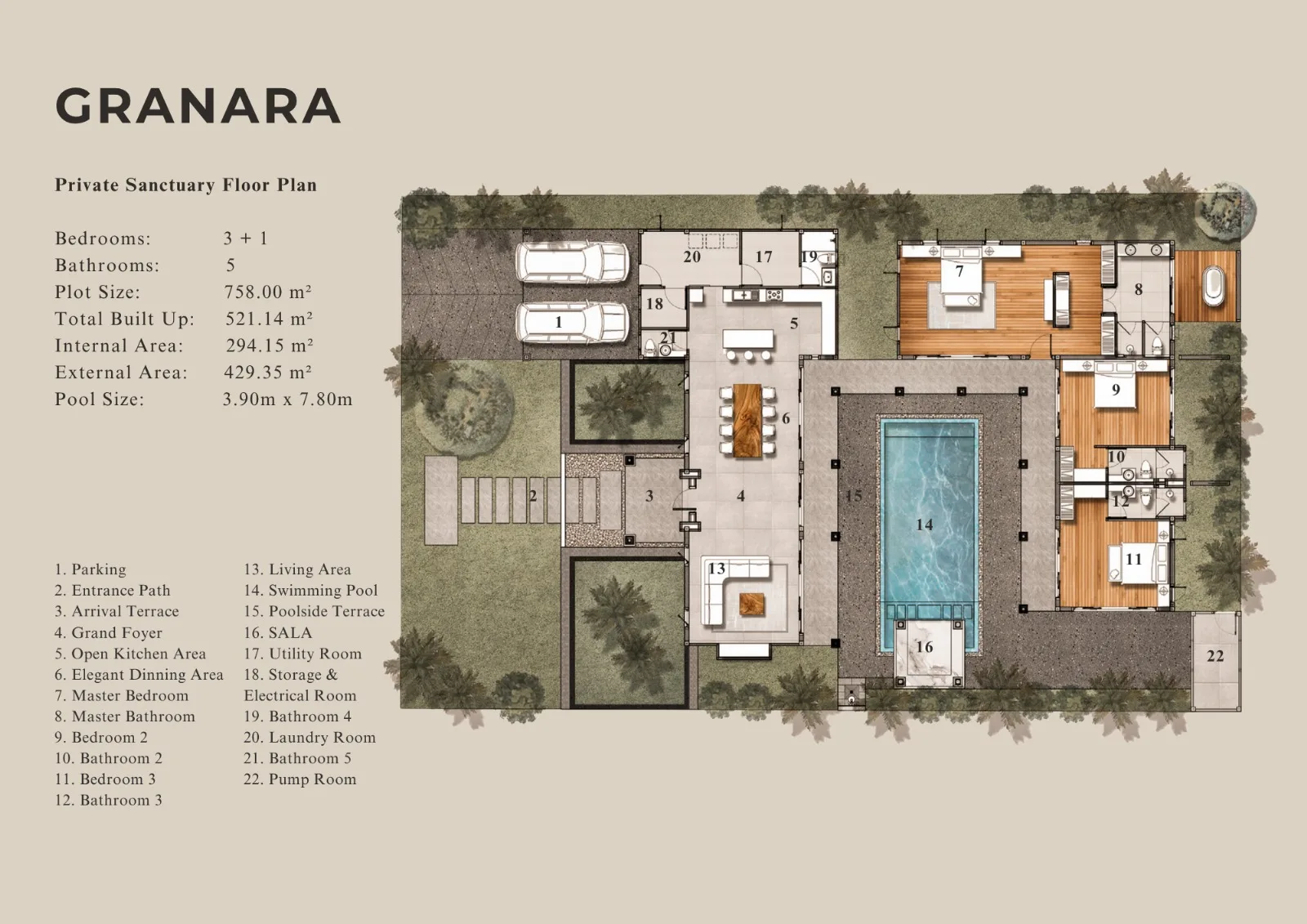 4-bedroom villa, 521 sqm