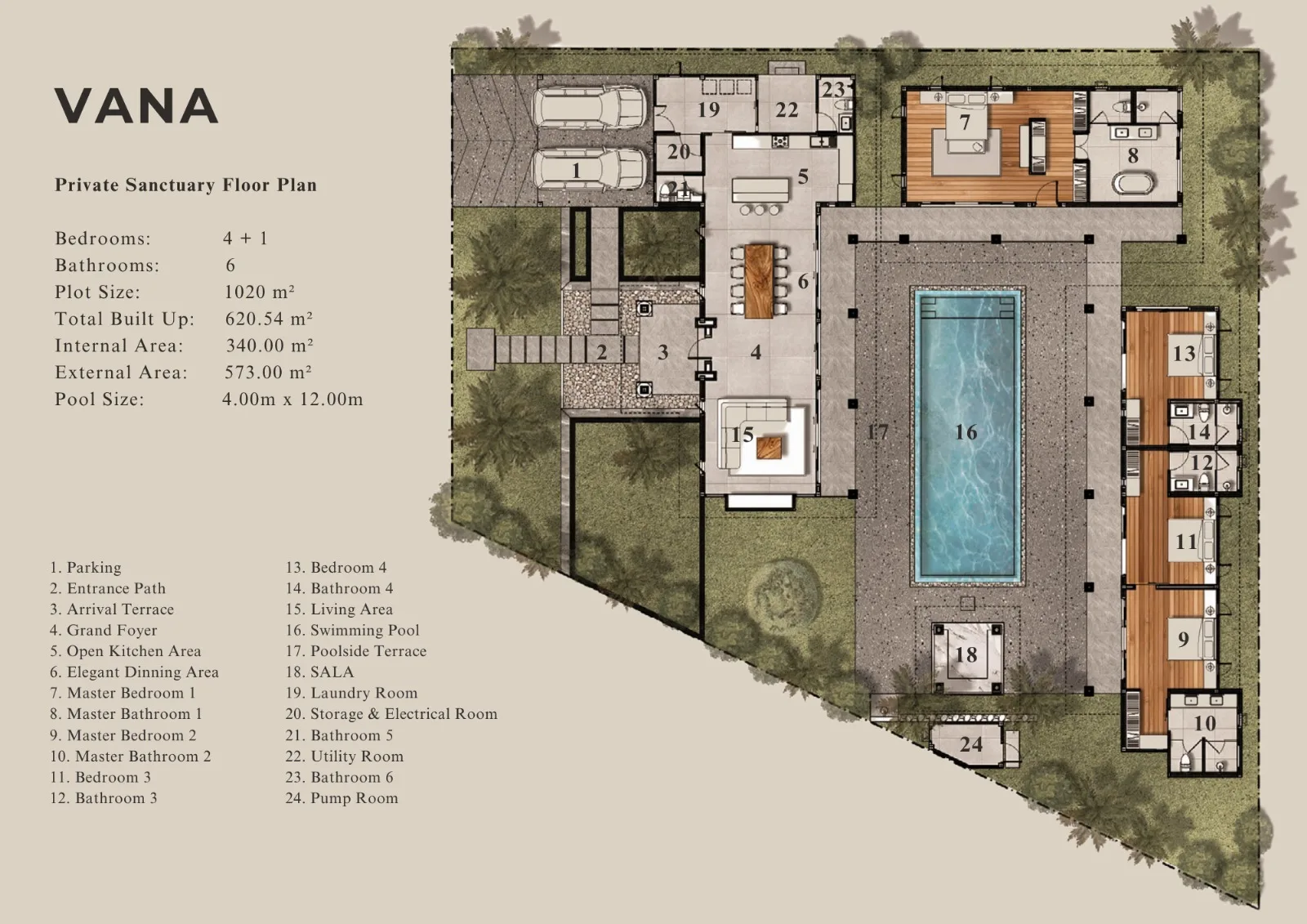 5-bedroom villa, 621 sqm