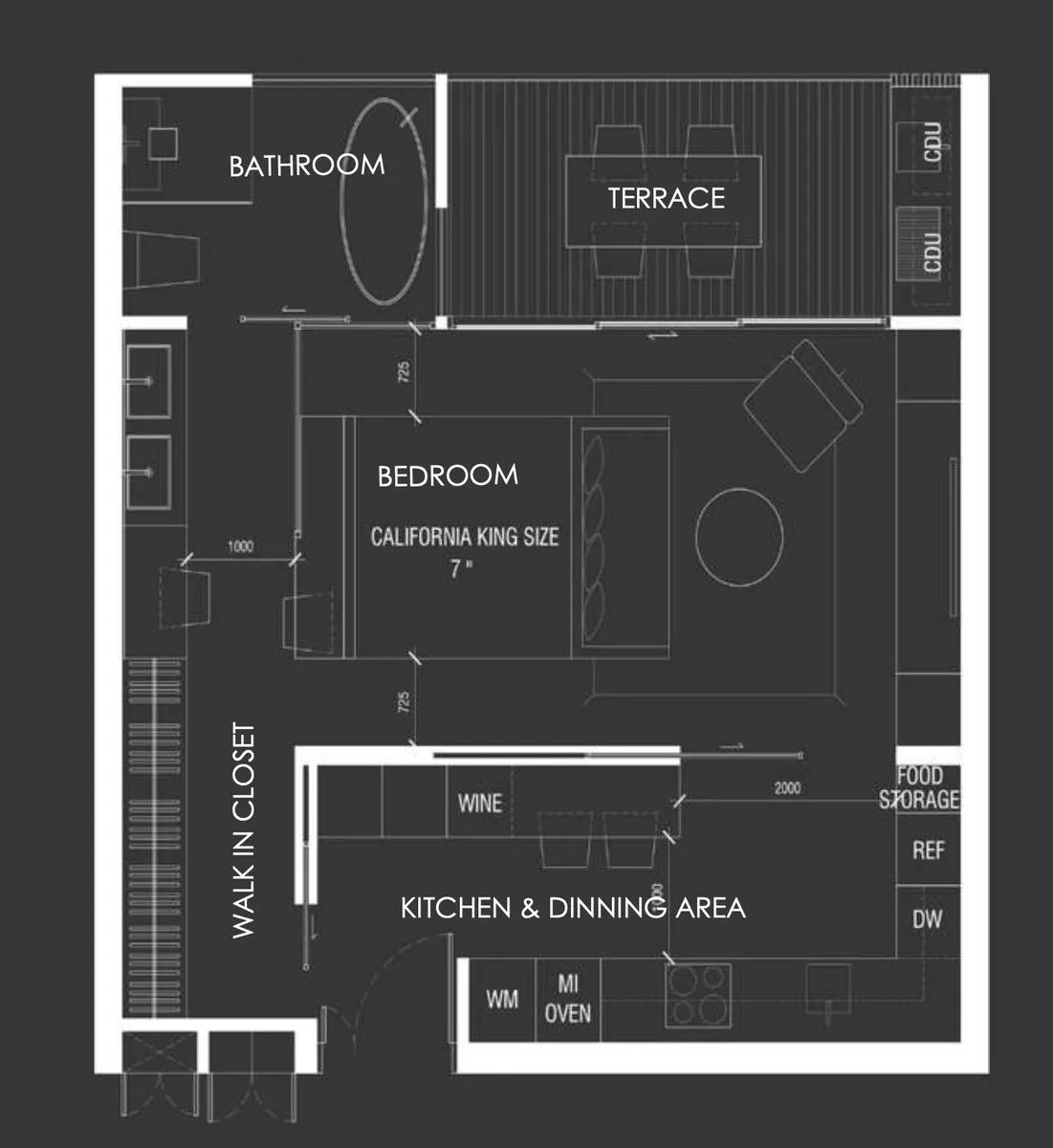 1-bedroom condo, 61 sqm