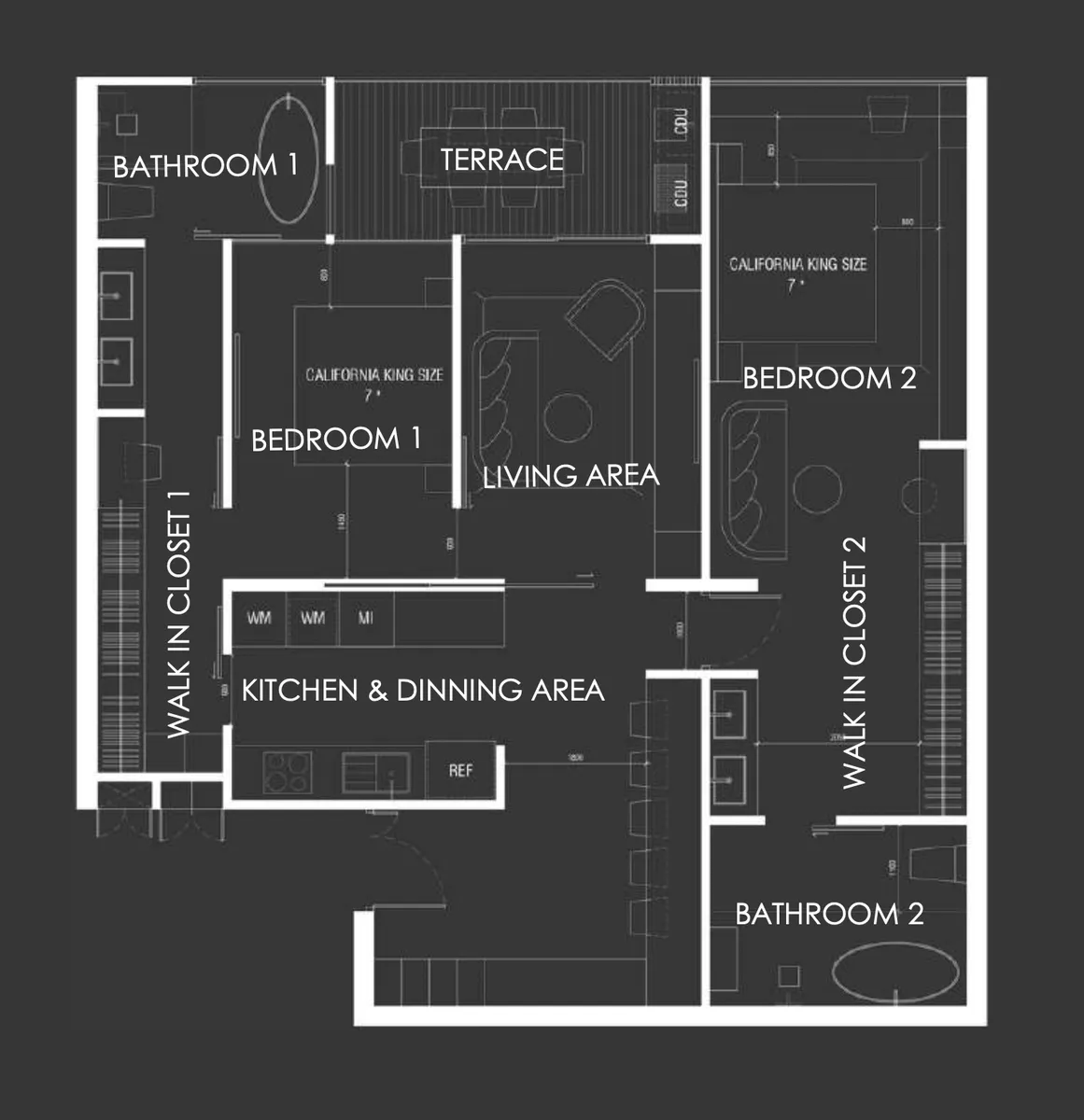 2-bedroom condo, 96 sqm