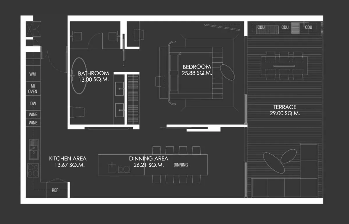 1-bedroom condo, 71 sqm