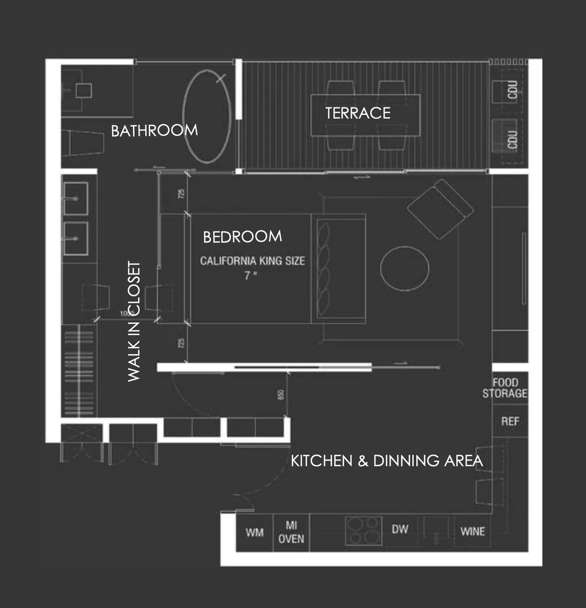 1-bedroom penthouse, 109 sqm