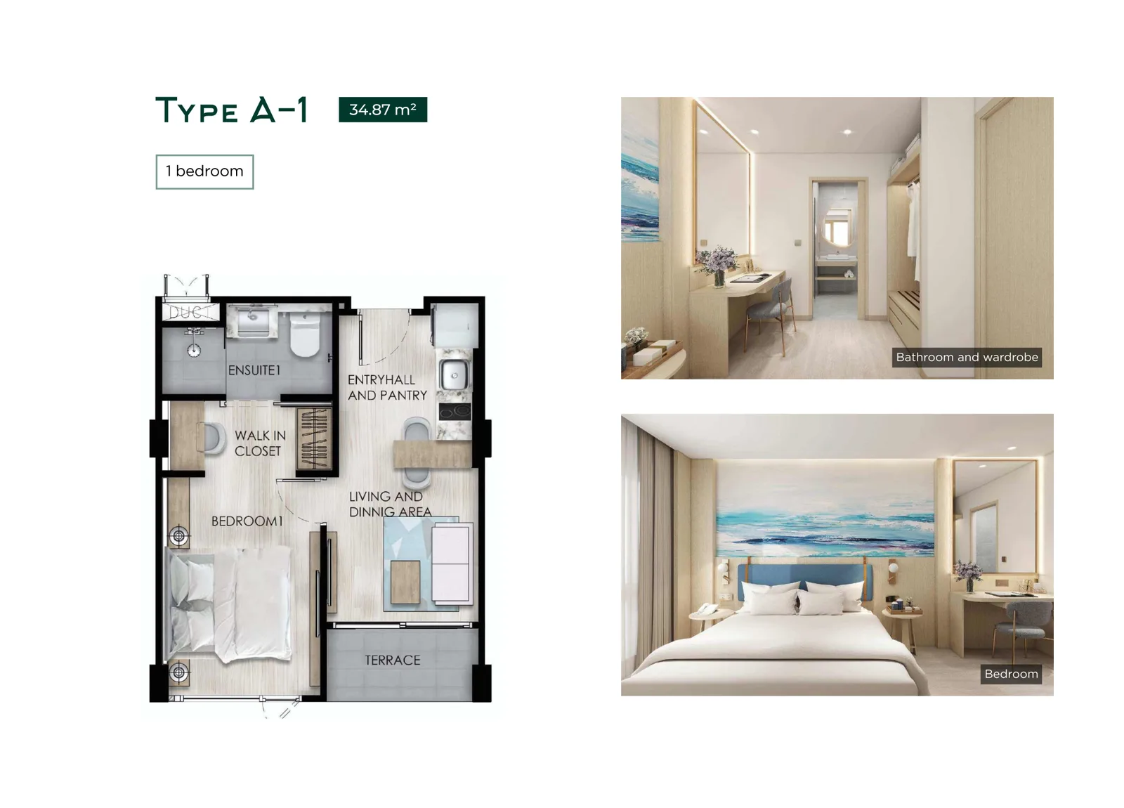 1-bedroom condo, 30 sqm
