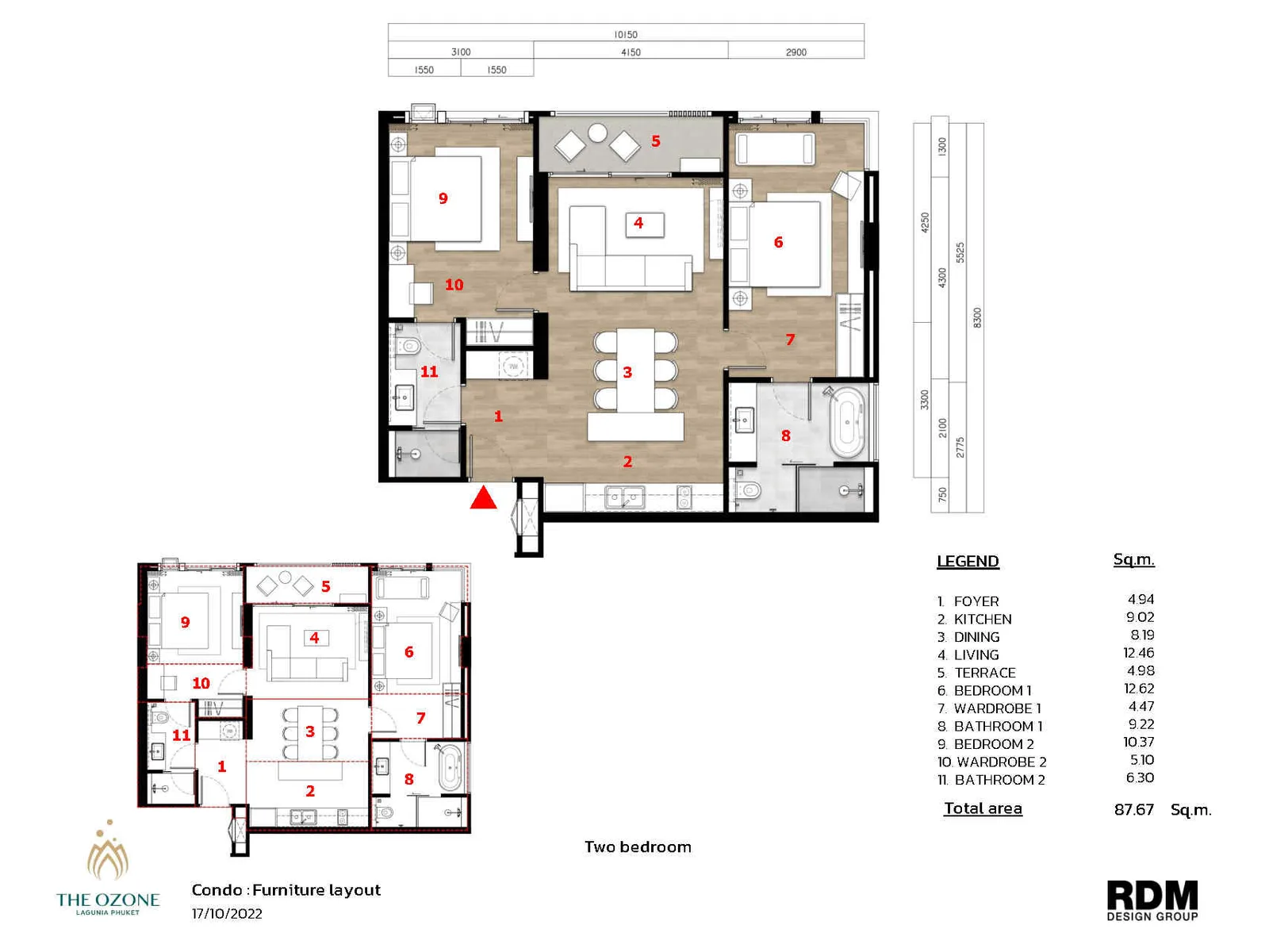 2-bedroom condo, 79 sqm