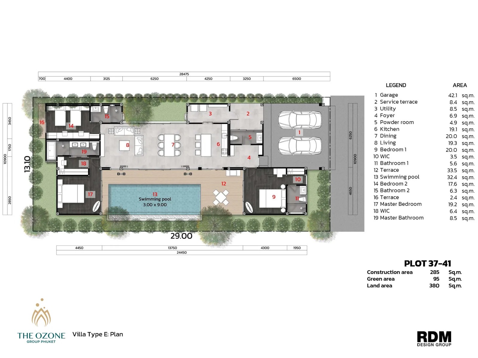 3-bedroom villa, 285 sqm
