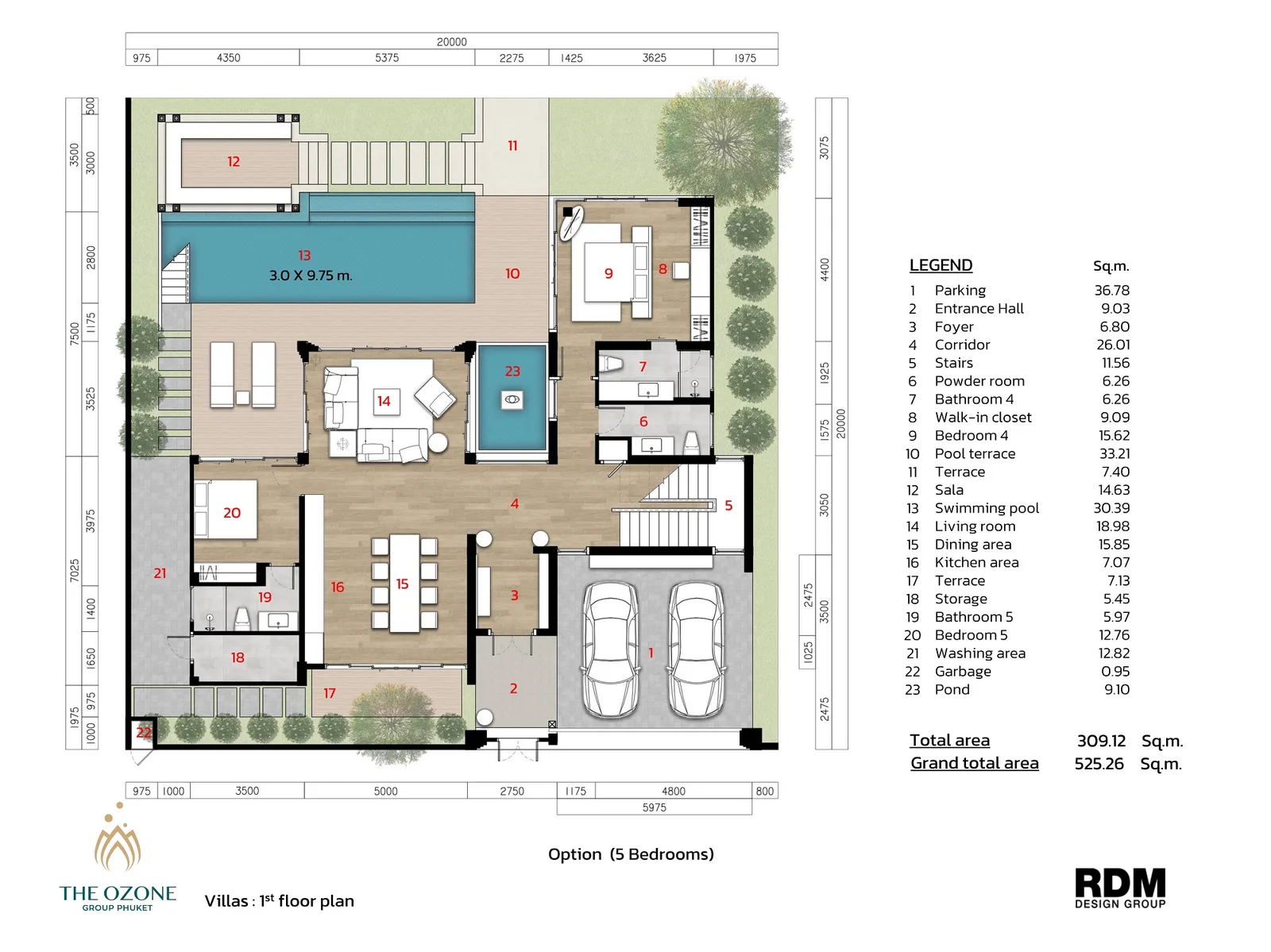 5-bedroom villa, 525 sqm