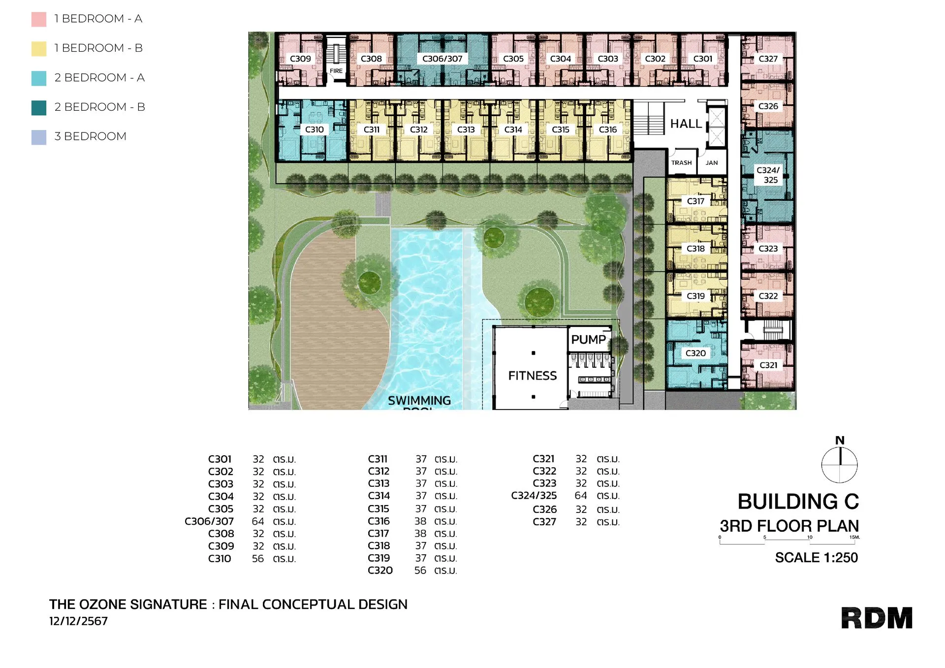1-bedroom condo, 32 sqm