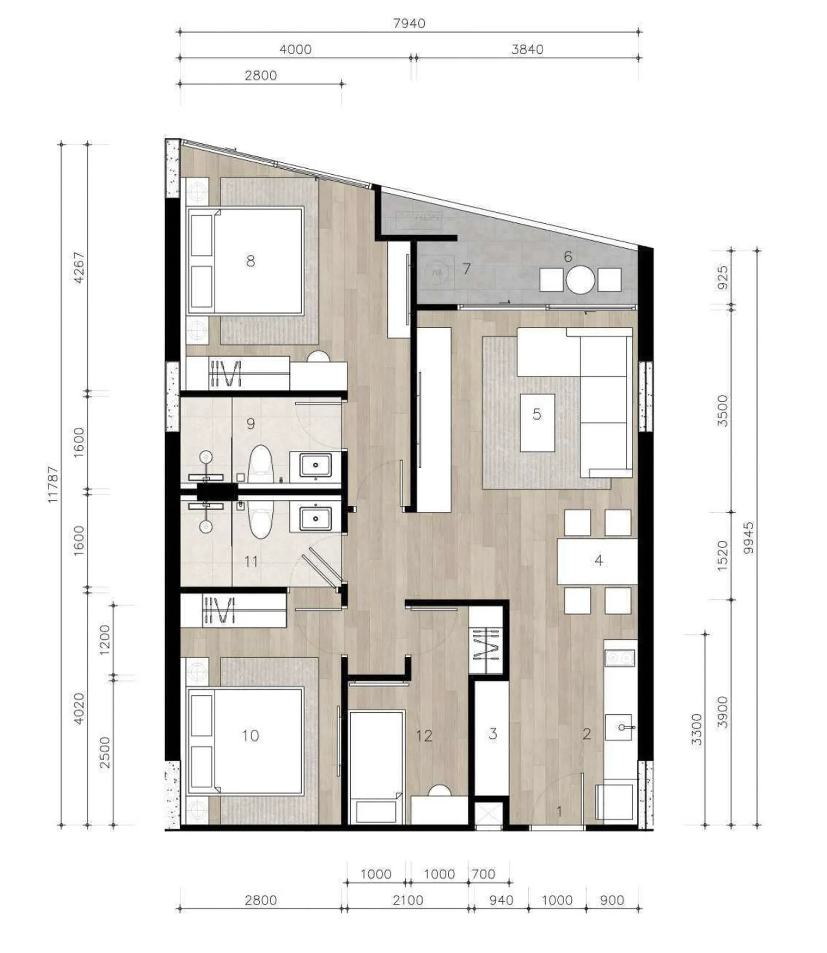 2-bedroom condo, 81 sqm