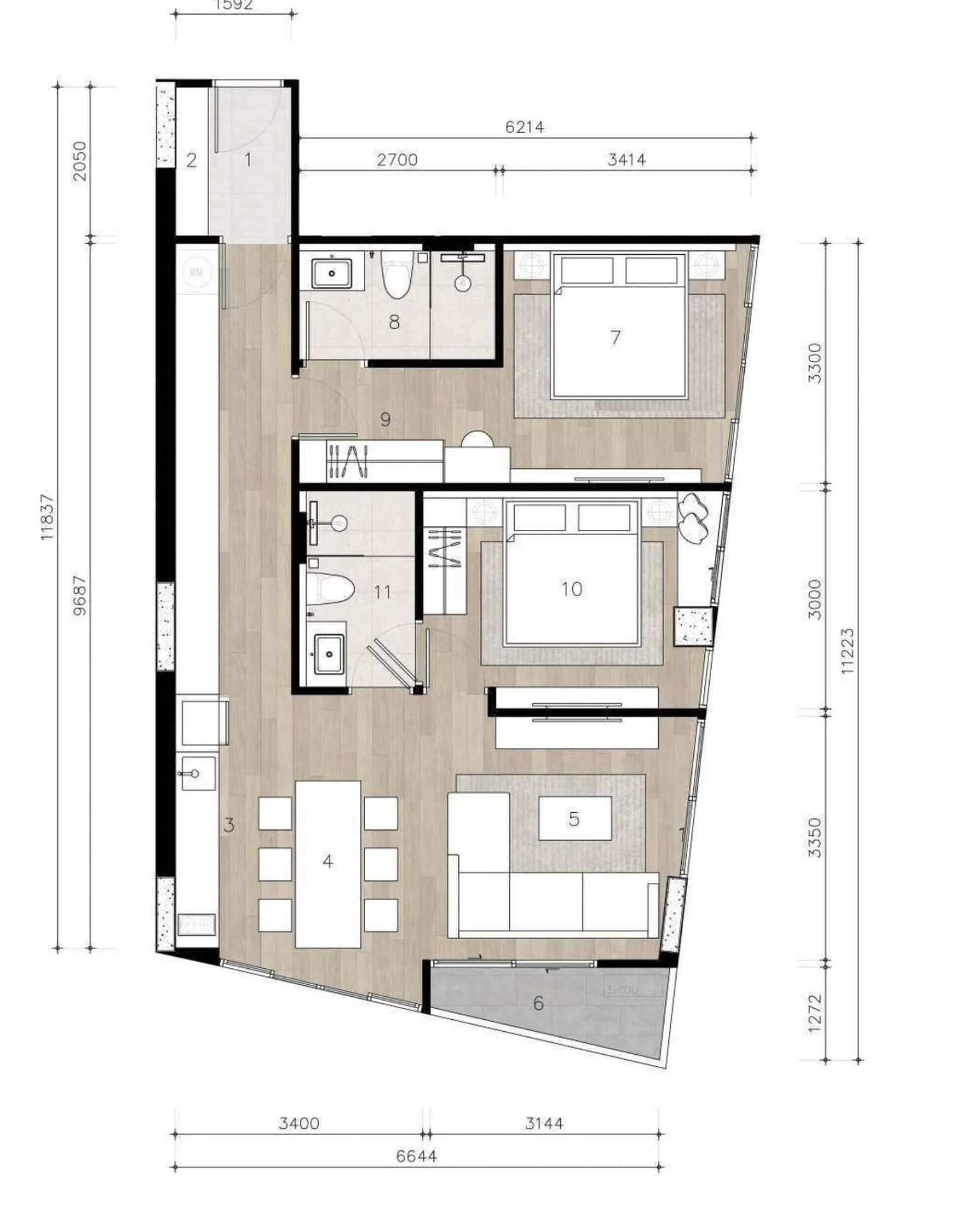 2-bedroom condo, 89 sqm