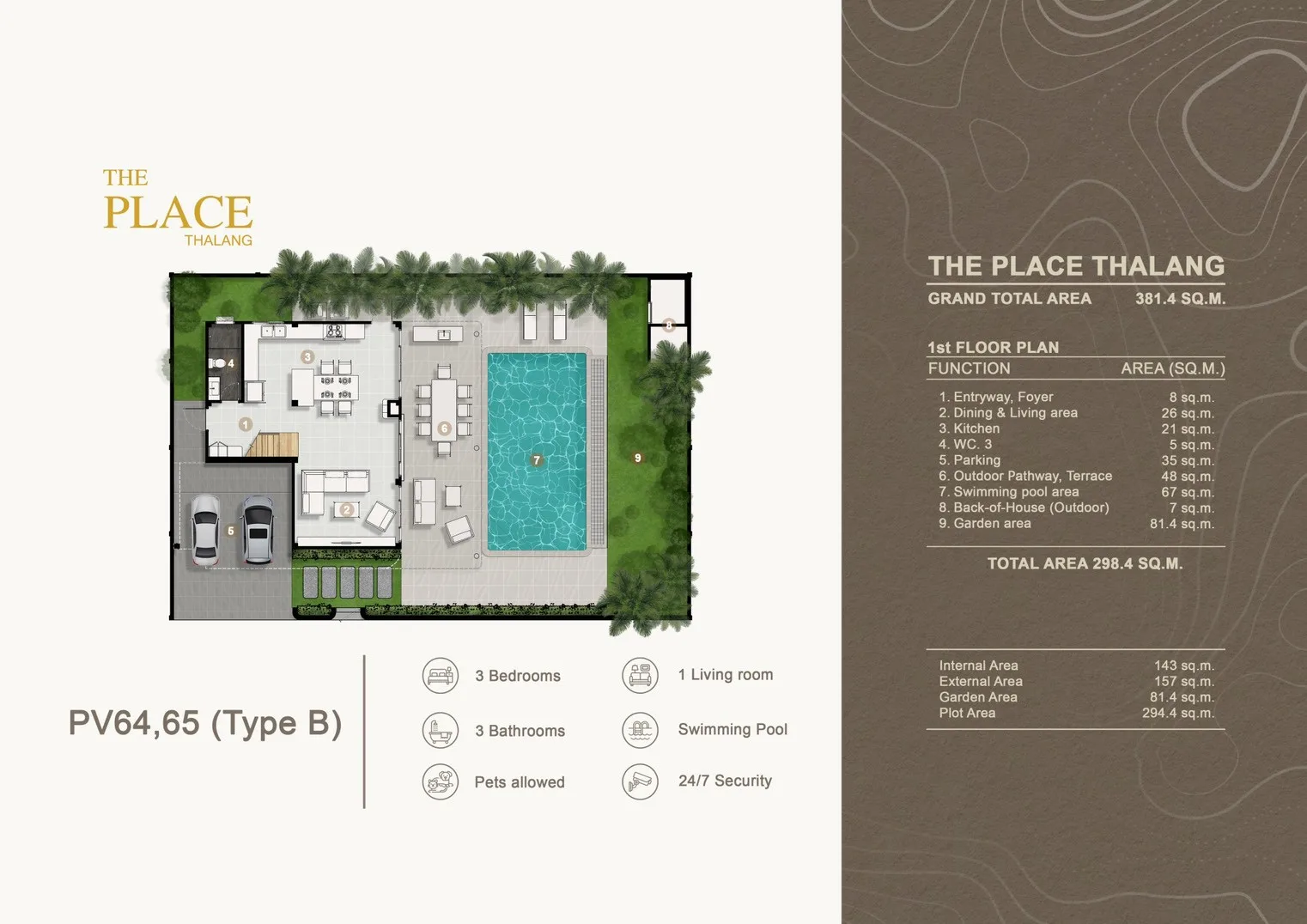 3-bedroom villa, 294 sqm