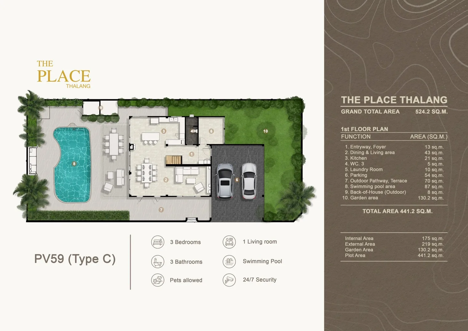 3-bedroom villa, 294 sqm