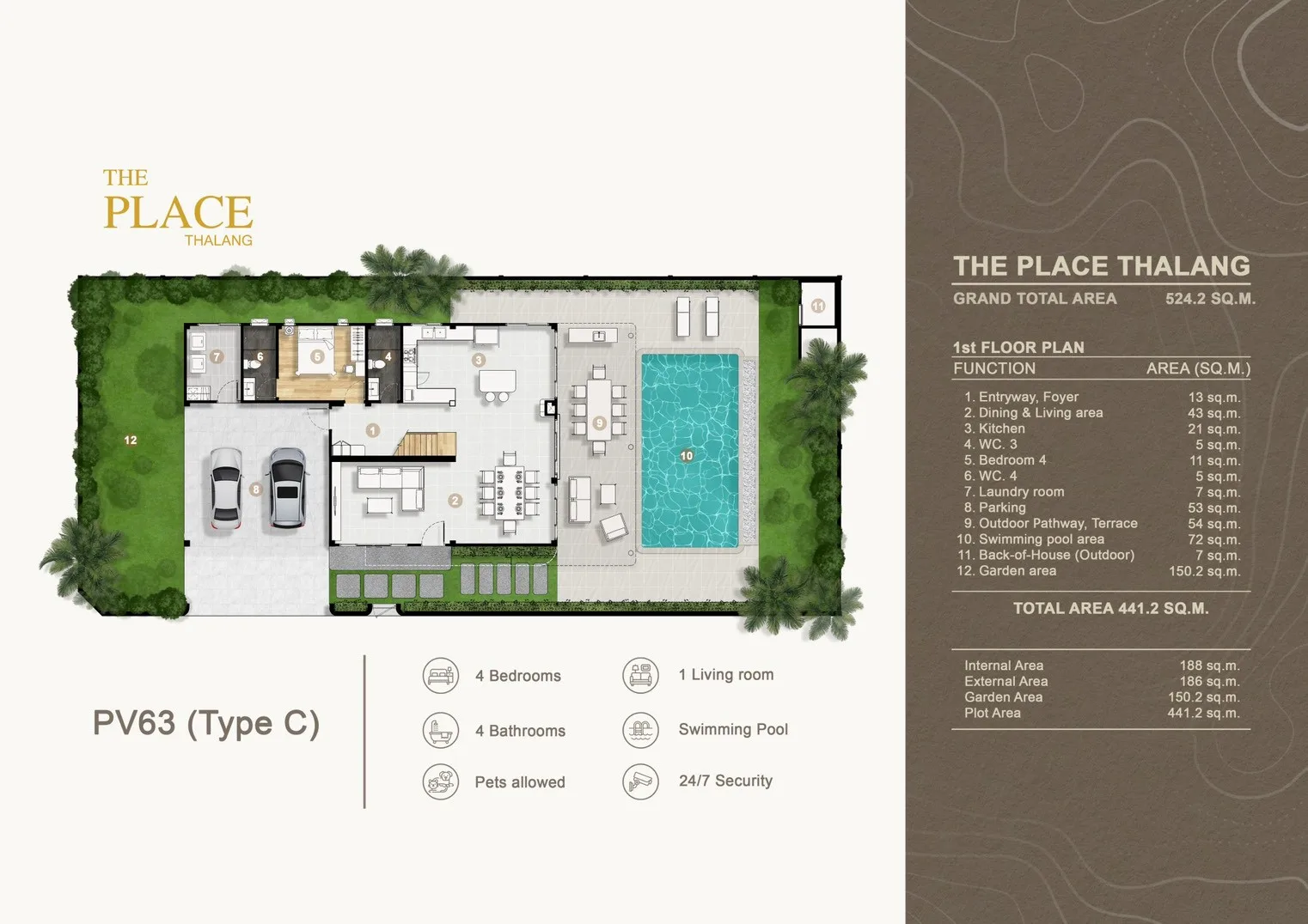4-bedroom villa, 441 sqm