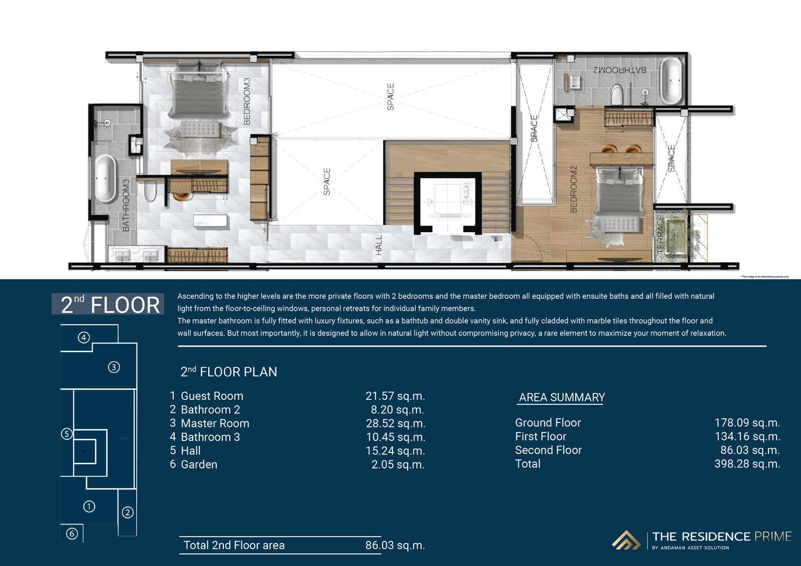 3-bedroom villa, 398 sqm