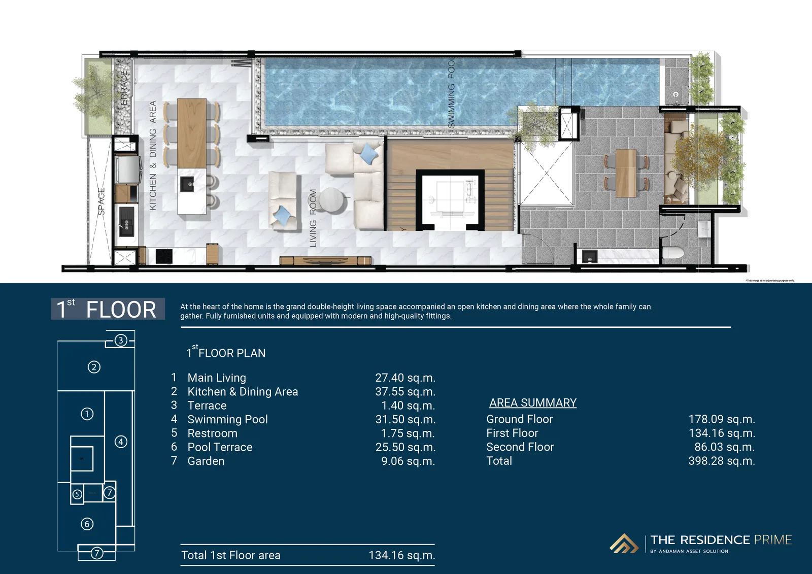 3-bedroom villa, 398 sqm
