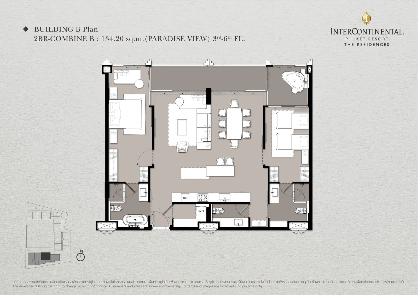 2-bedroom condo, 100 sqm