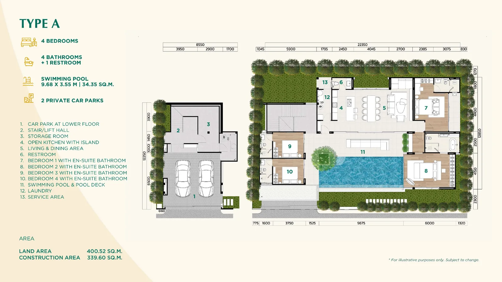4-bedroom villa, 293 sqm