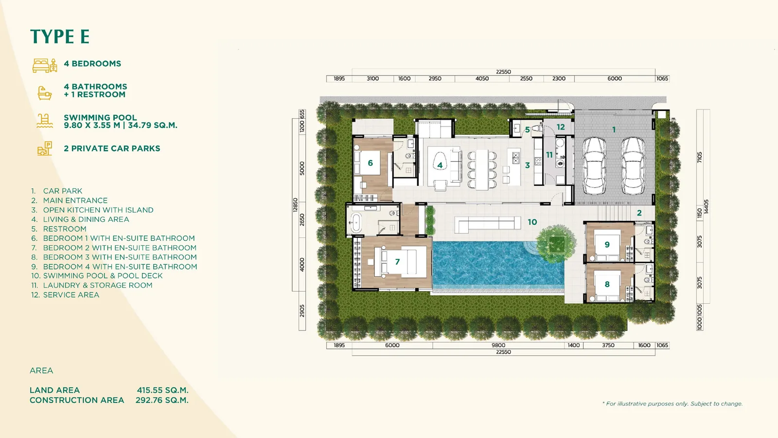 4-bedroom villa, 293 sqm