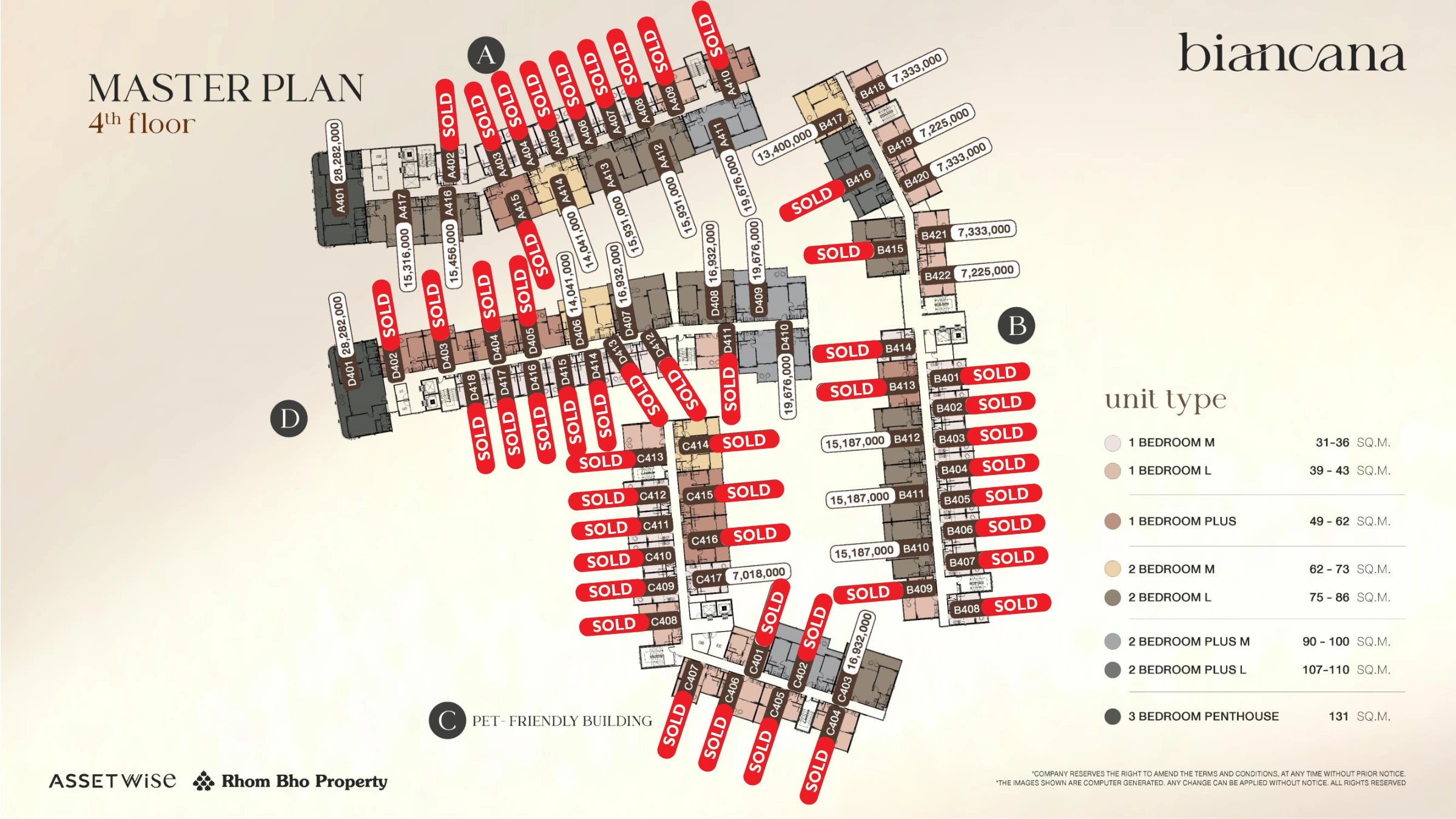 1-bedroom condo, 31 sqm