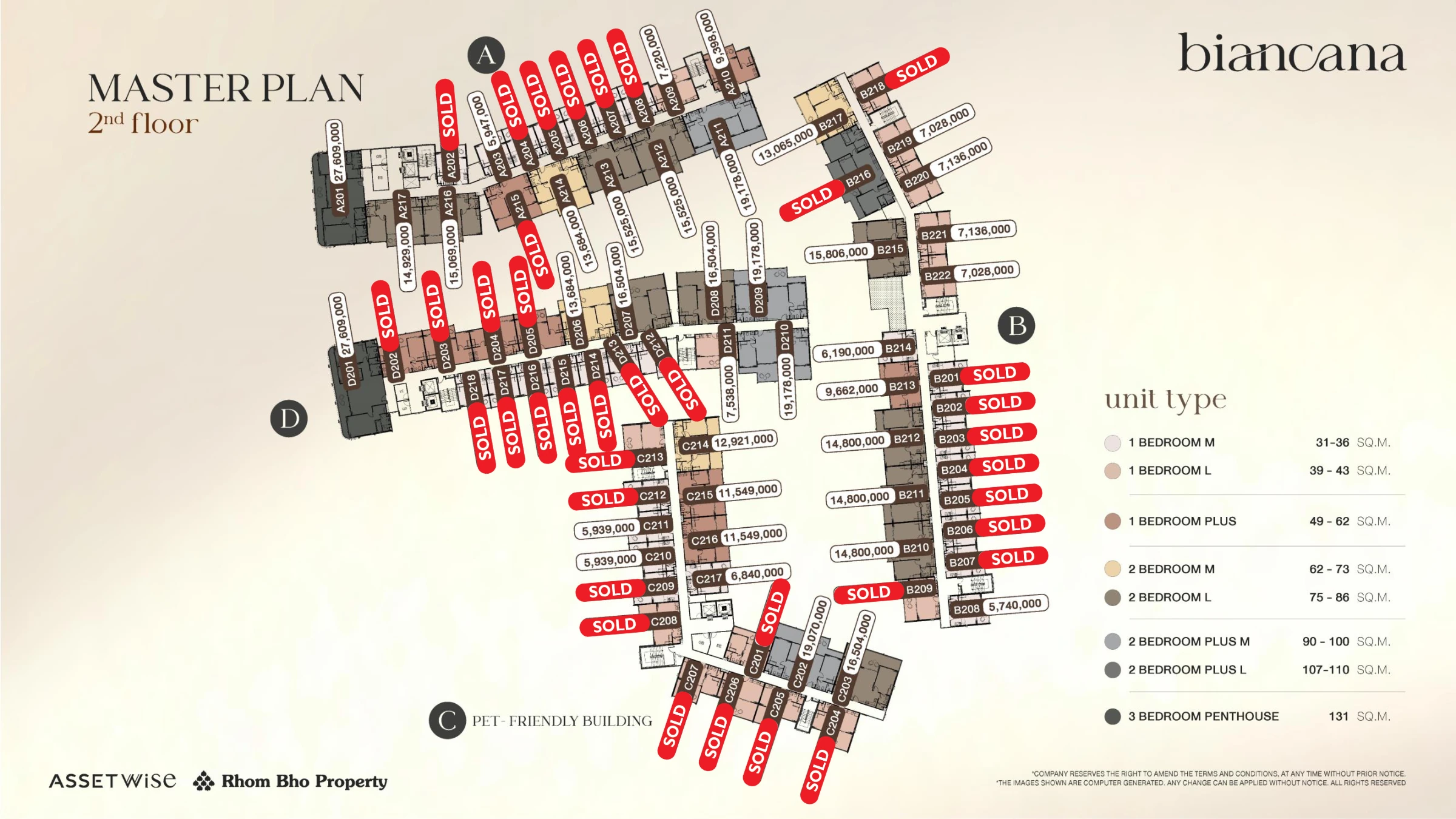 3-bedroom condo, 131 sqm
