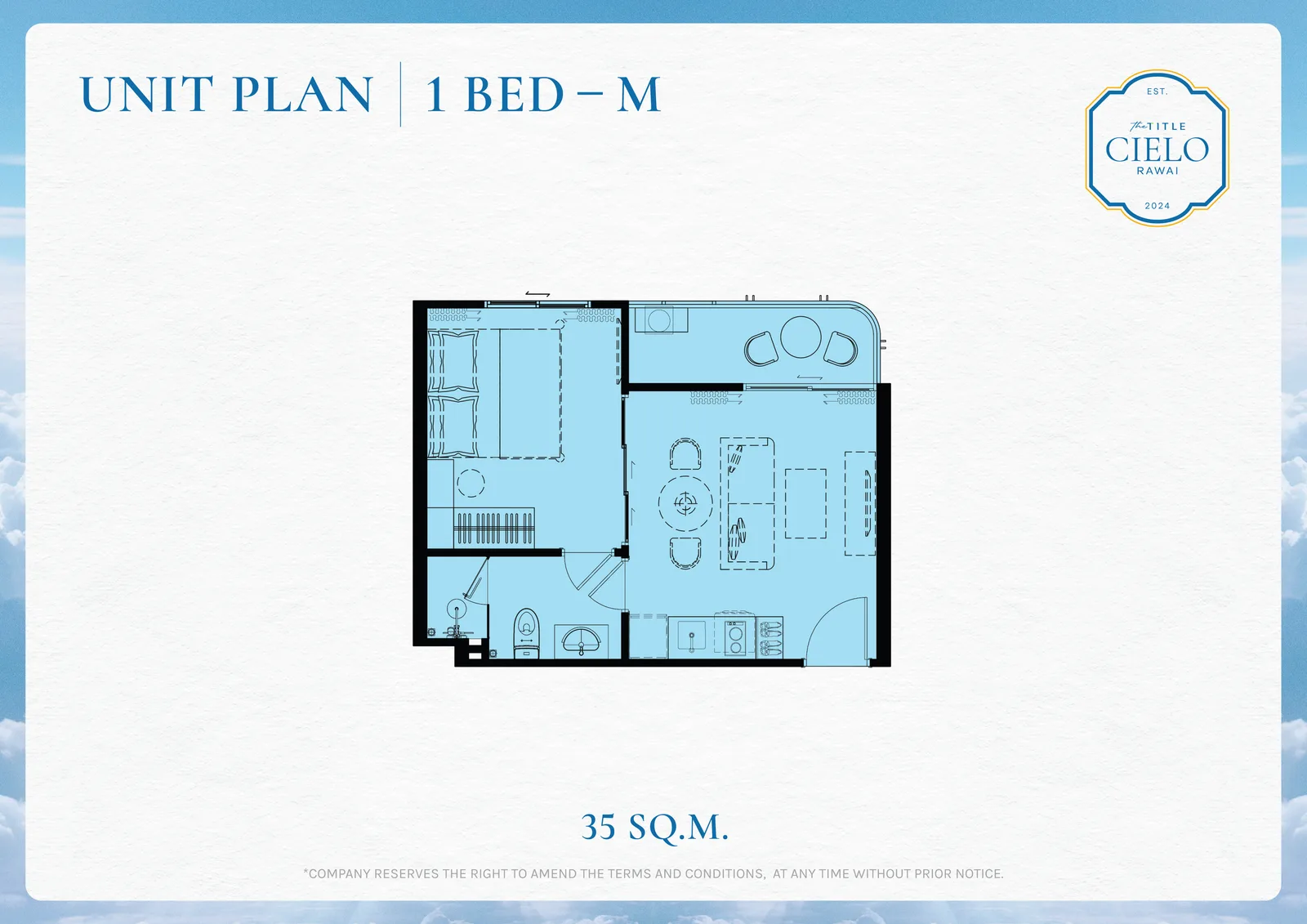 1-bedroom condo, 35 sqm