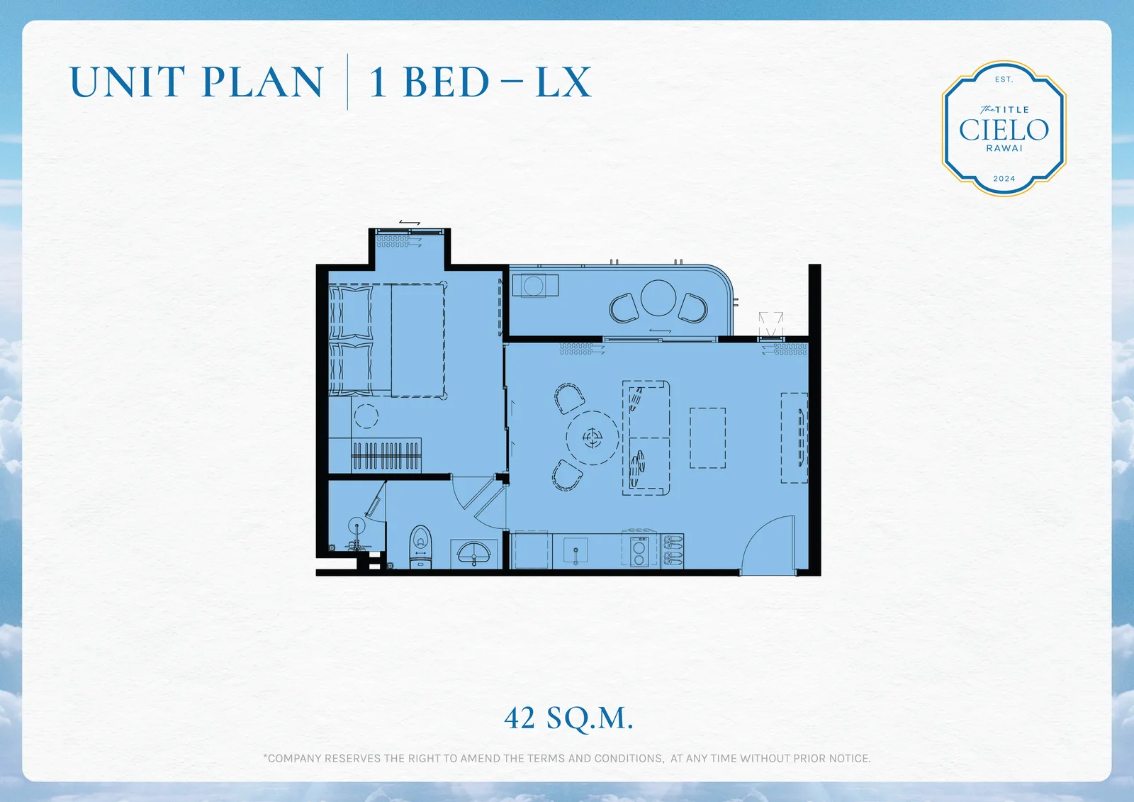 1-bedroom condo, 35 sqm