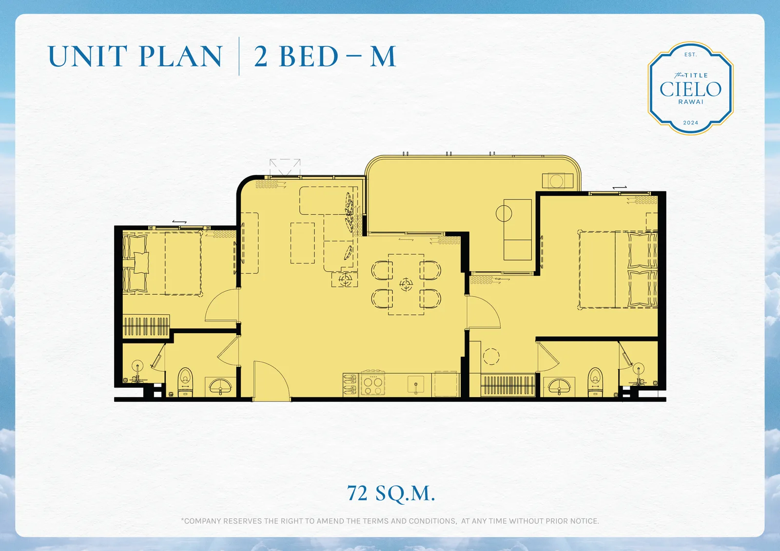 2-bedroom condo, 72 sqm