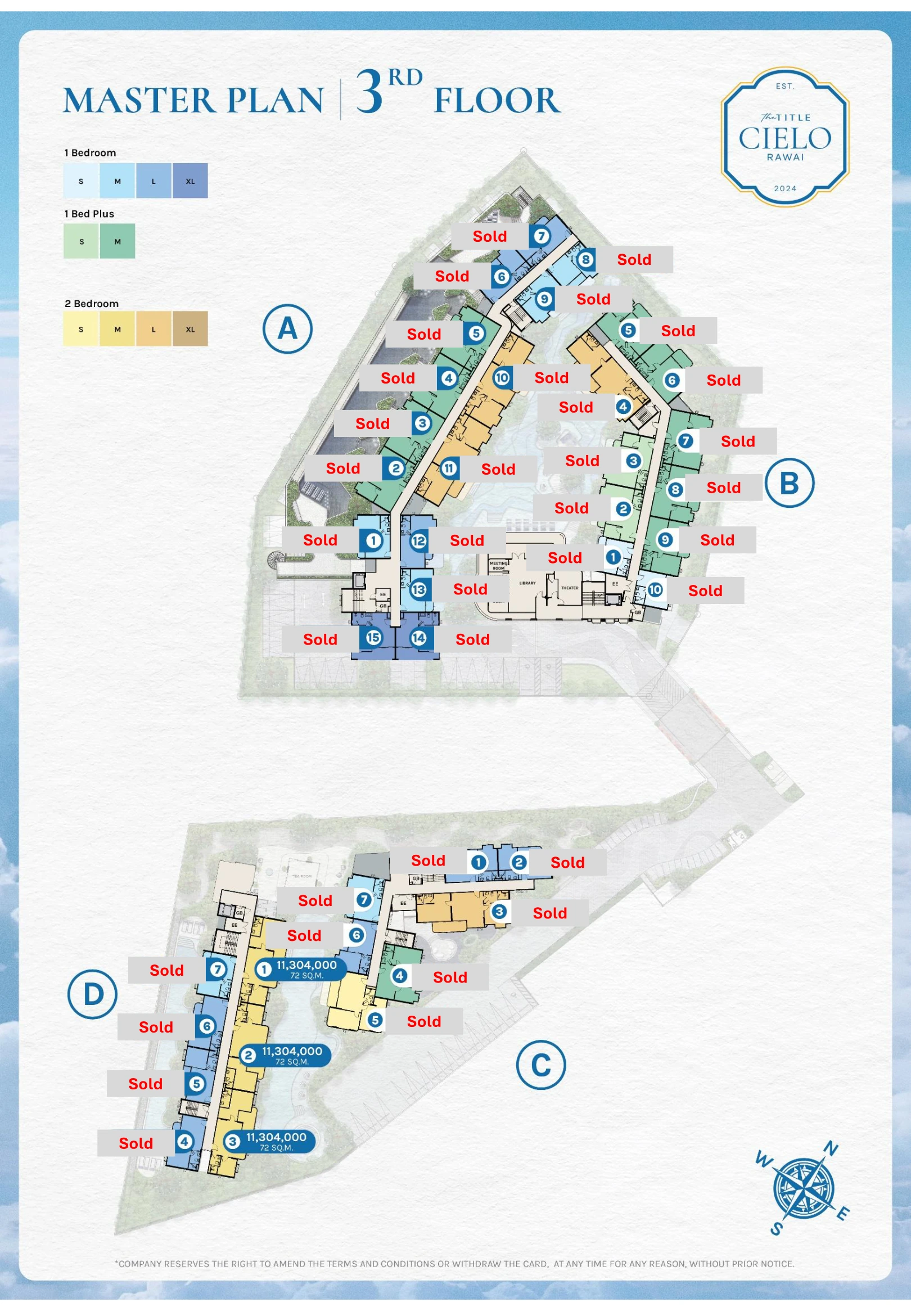 2-bedroom condo, 72 sqm