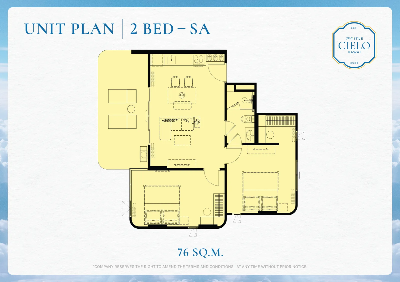 2-bedroom condo, 72 sqm