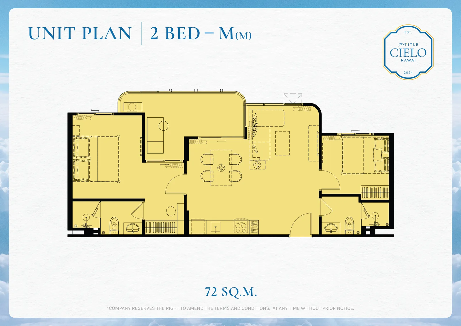 2-bedroom condo, 72 sqm