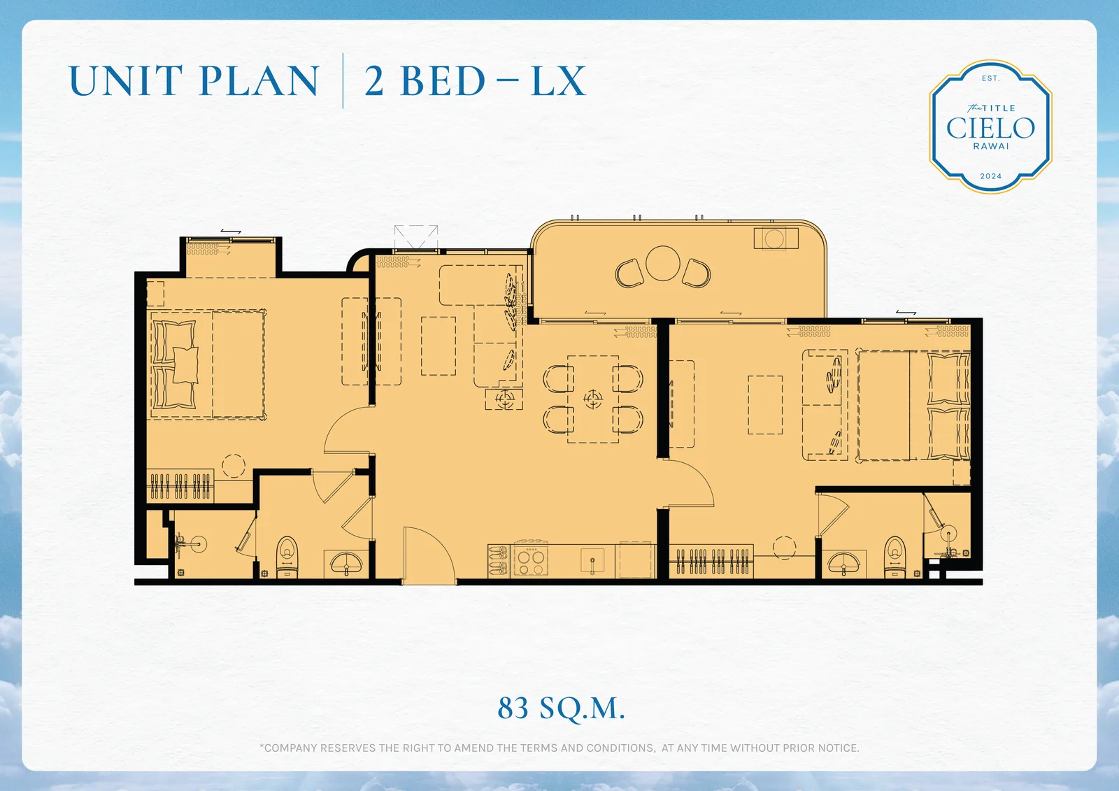 2-bedroom condo, 72 sqm
