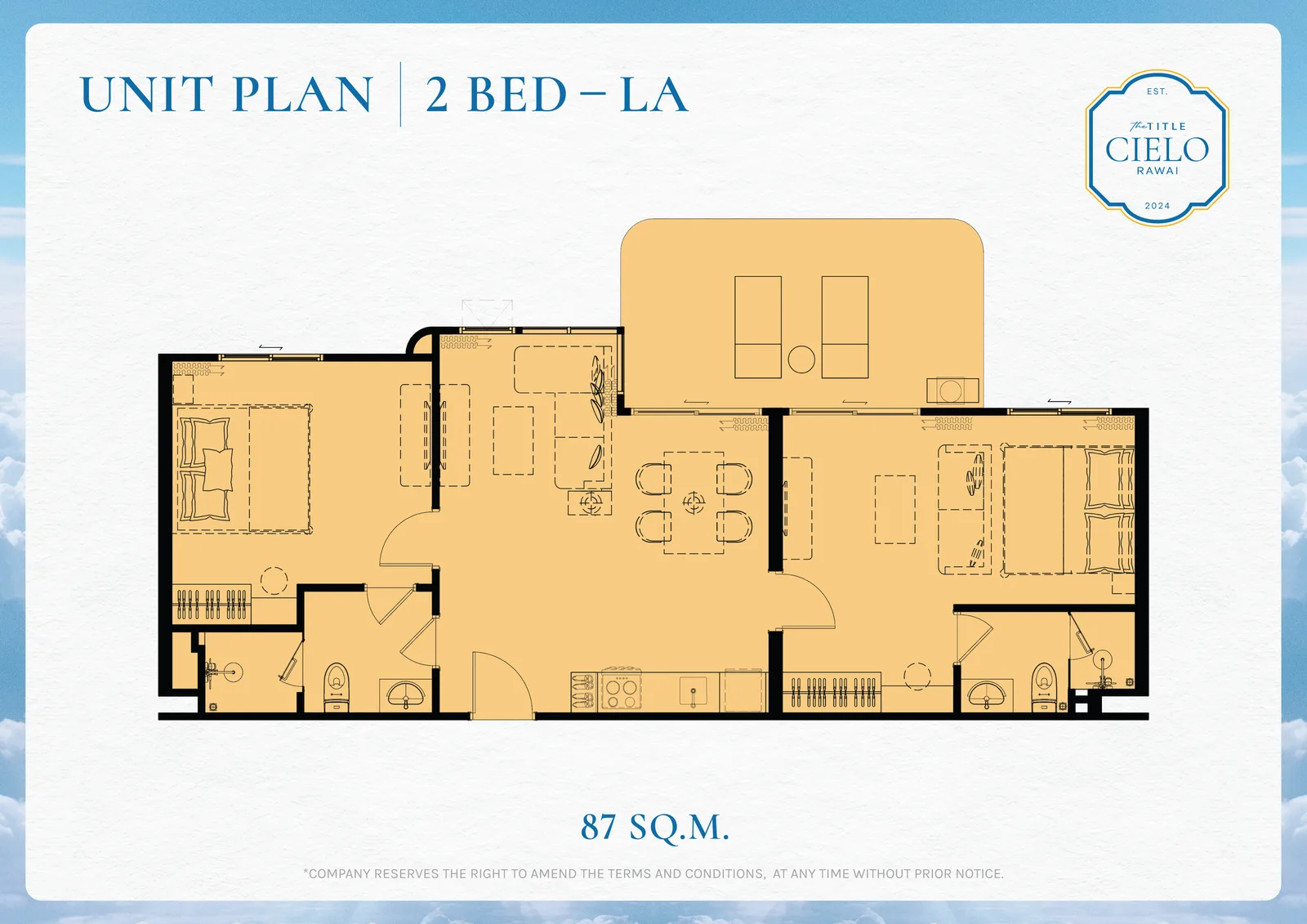 2-bedroom condo, 72 sqm