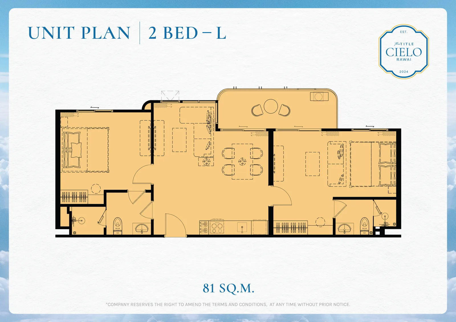 2-bedroom condo, 72 sqm