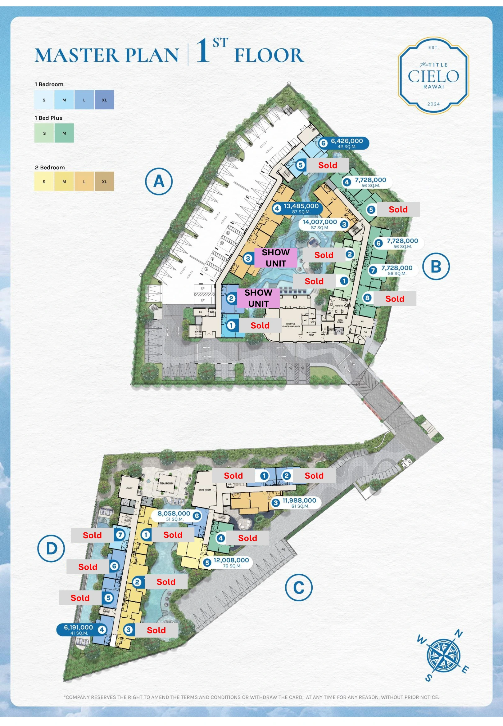 2-bedroom condo, 72 sqm