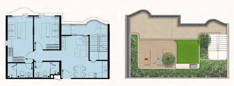 2-bedroom condo, 46 sqm