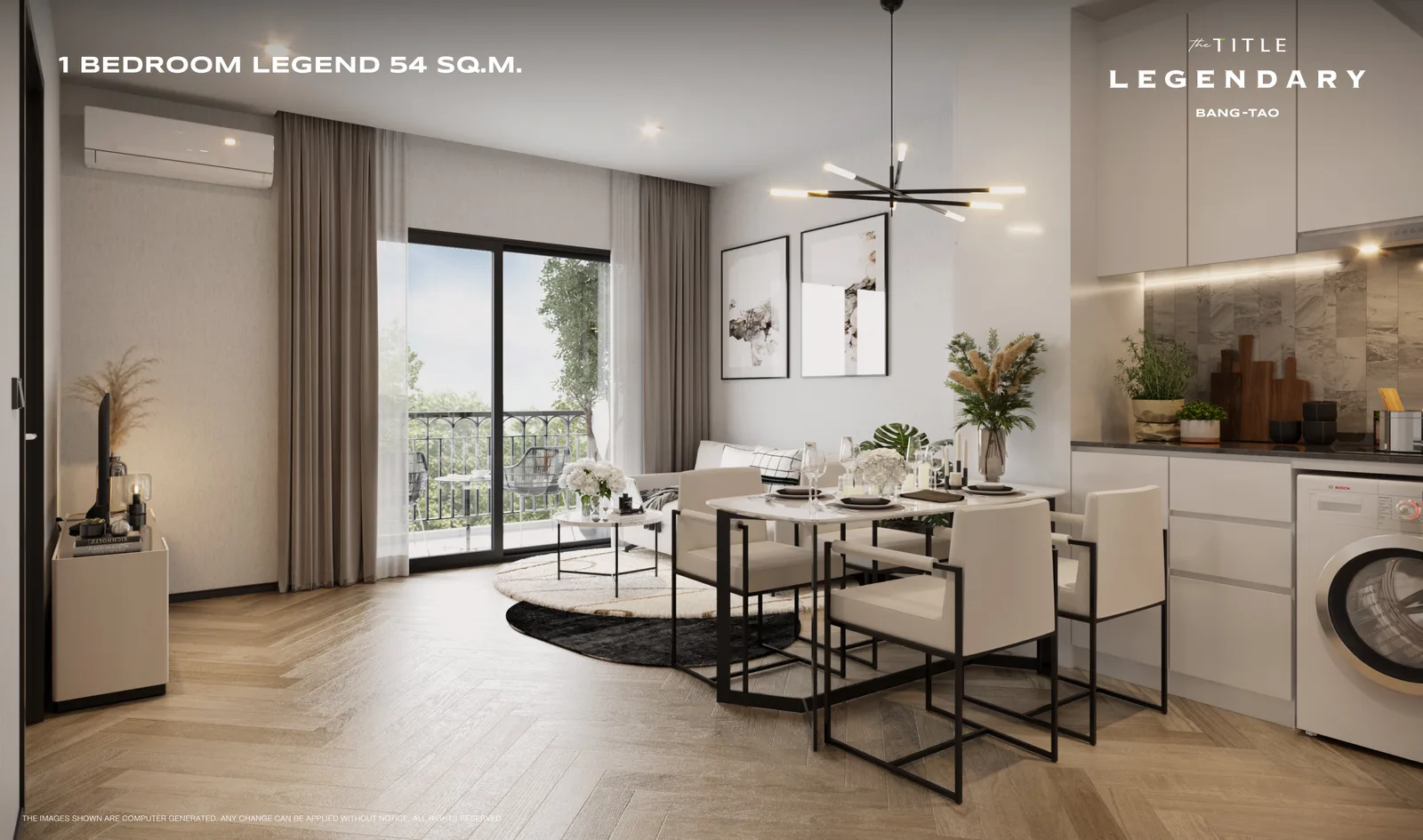 1-bedroom condo, 43 sqm