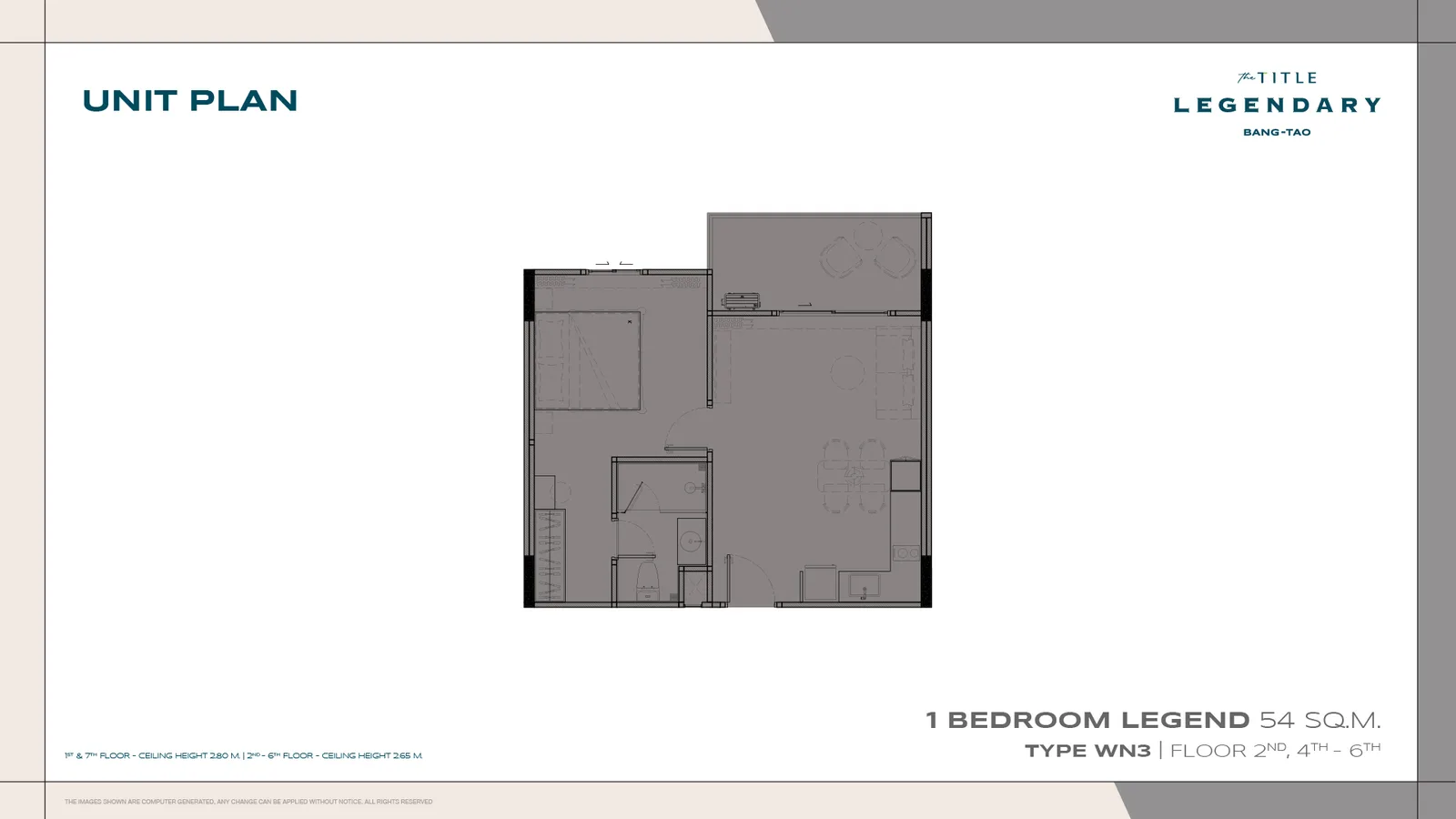 1-bedroom condo, 43 sqm
