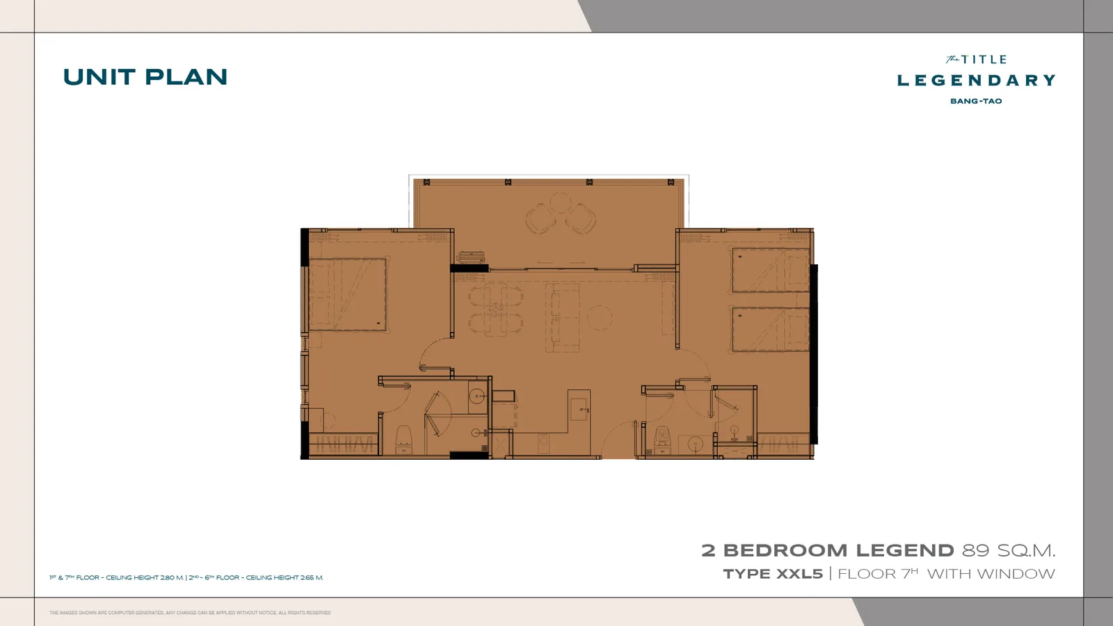 2-bedroom condo, 85 sqm