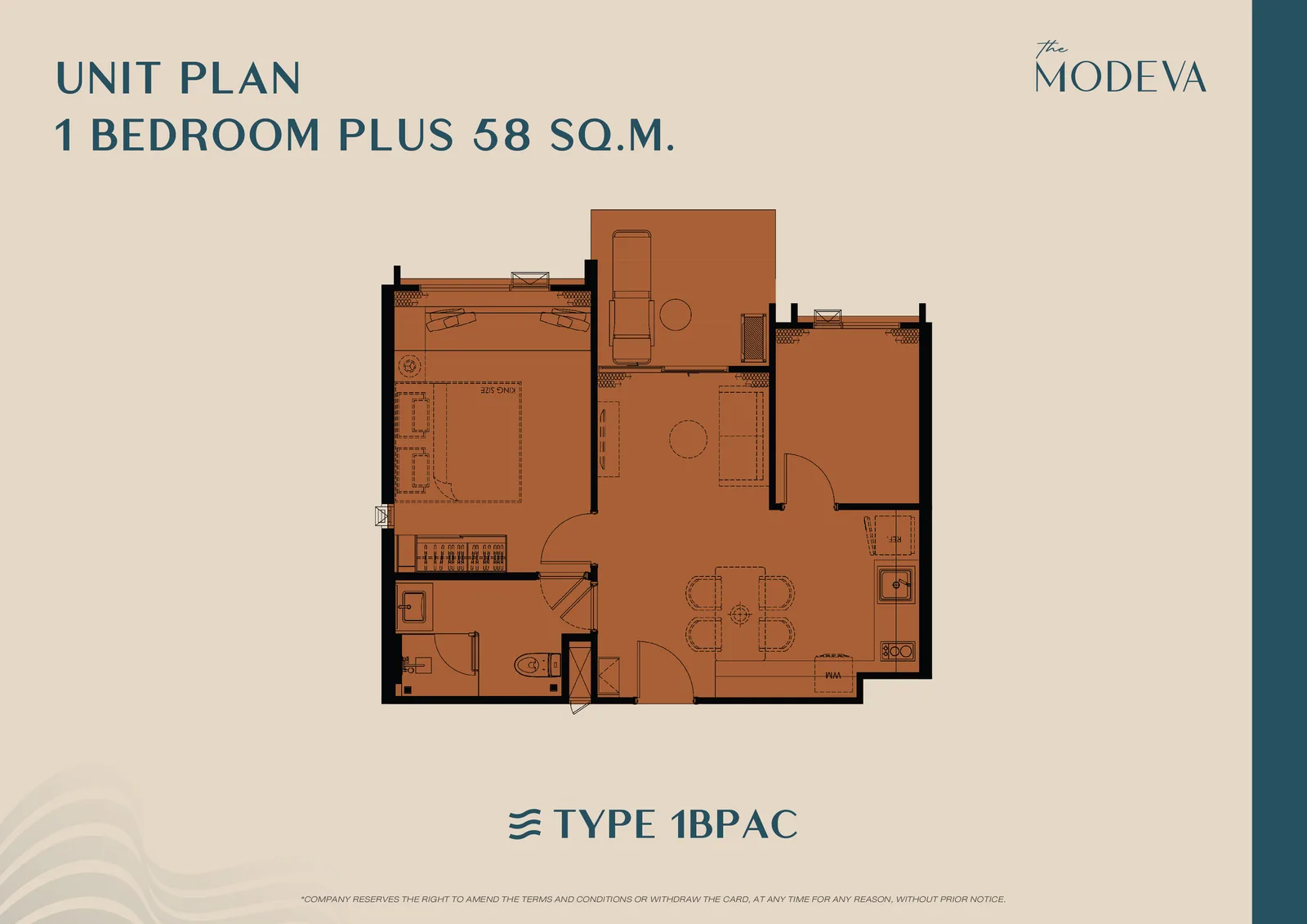 1-bedroom condo, 29 sqm