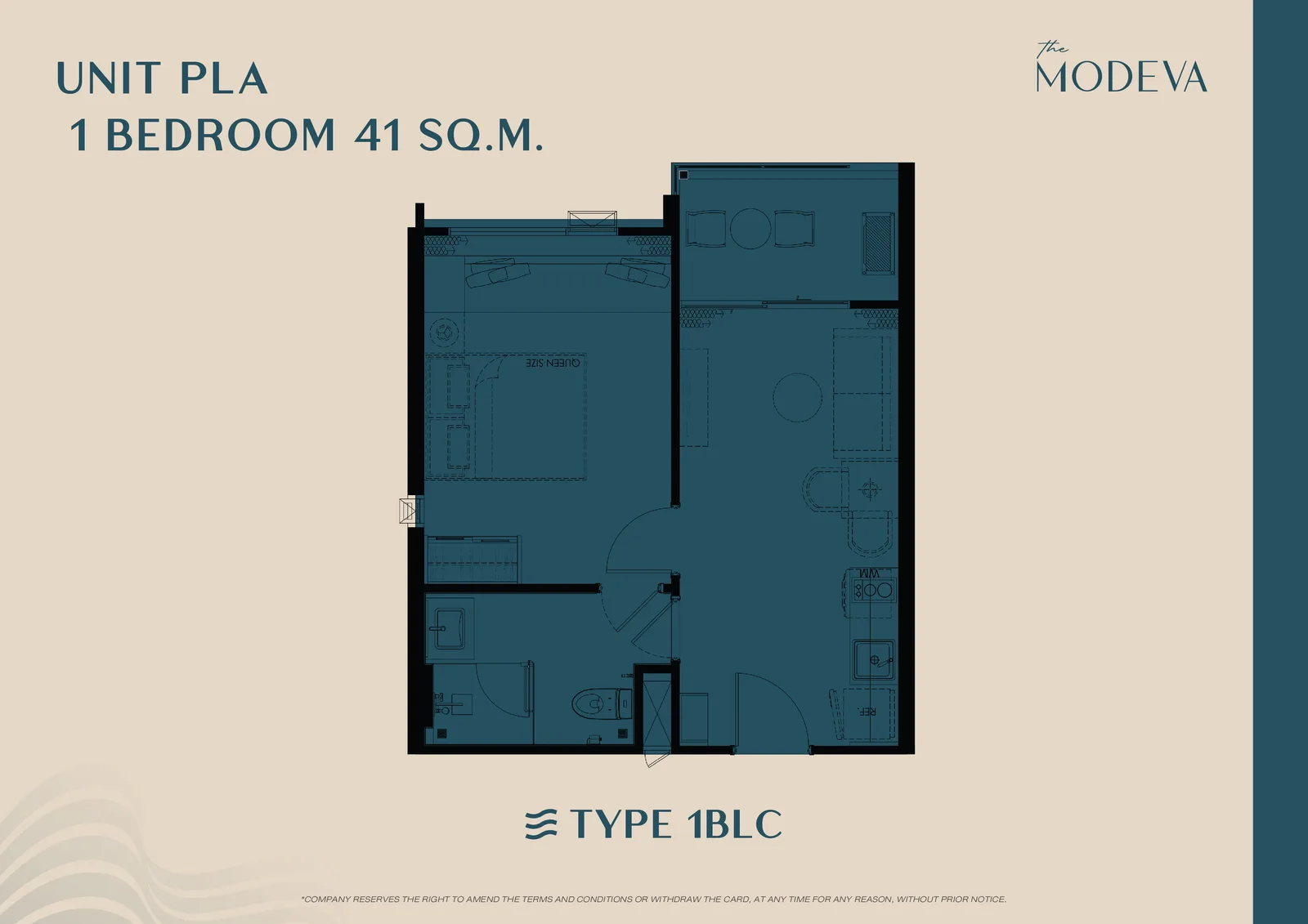 1-bedroom condo, 29 sqm