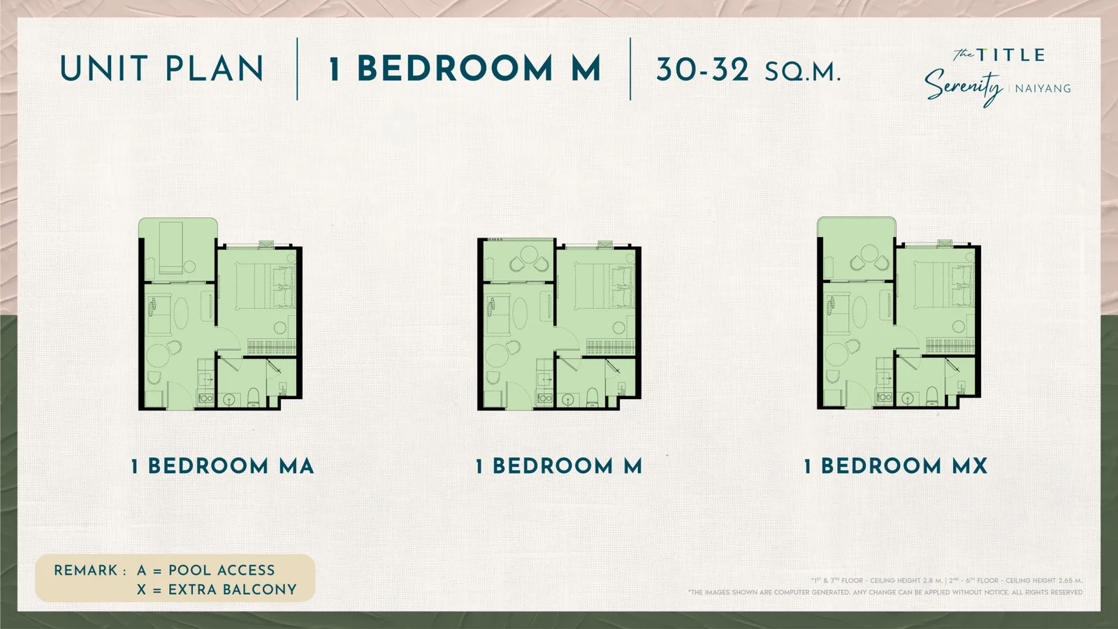 1-bedroom condo, 31 sqm