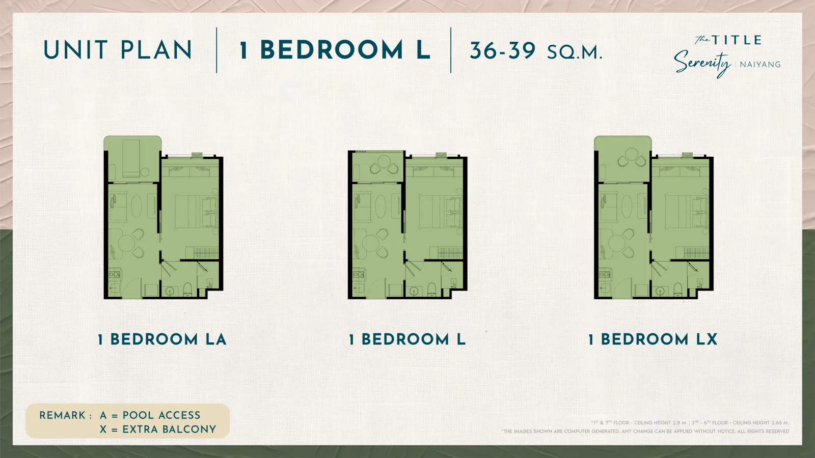 1-bedroom condo, 31 sqm