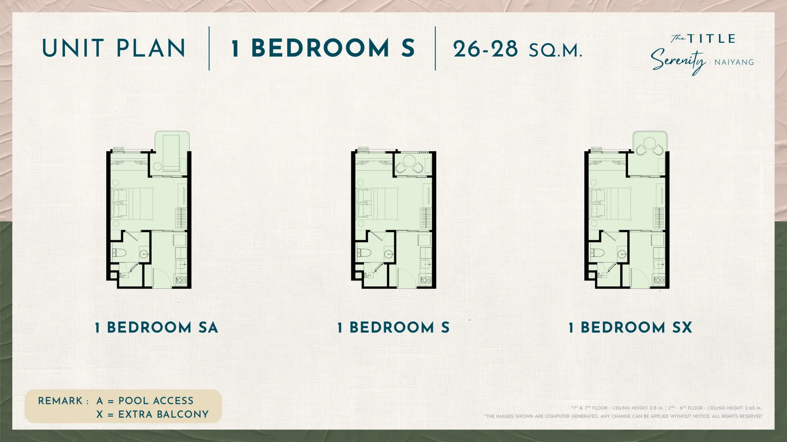 1-bedroom condo, 31 sqm