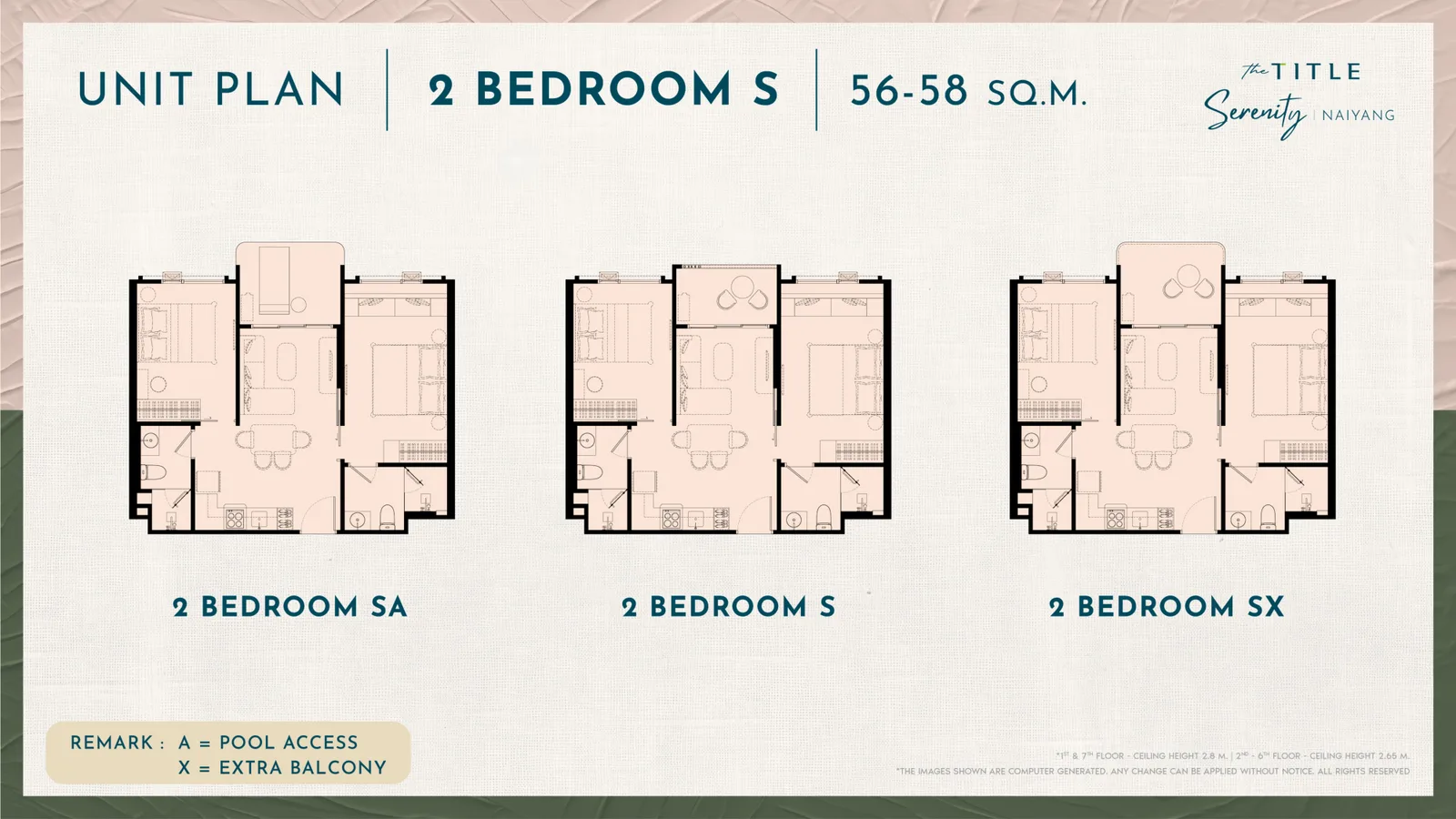 2-bedroom condo, 56 sqm